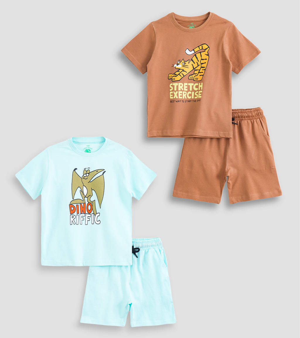 Dino-Riffic & Wild Cat Cotton Co-ord Sets for Everyday Play