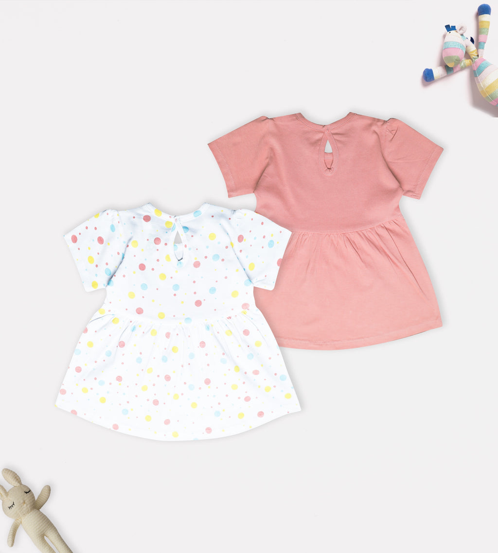 Multi-Color Polka Dot & Lovely Little Princess Frock Duo