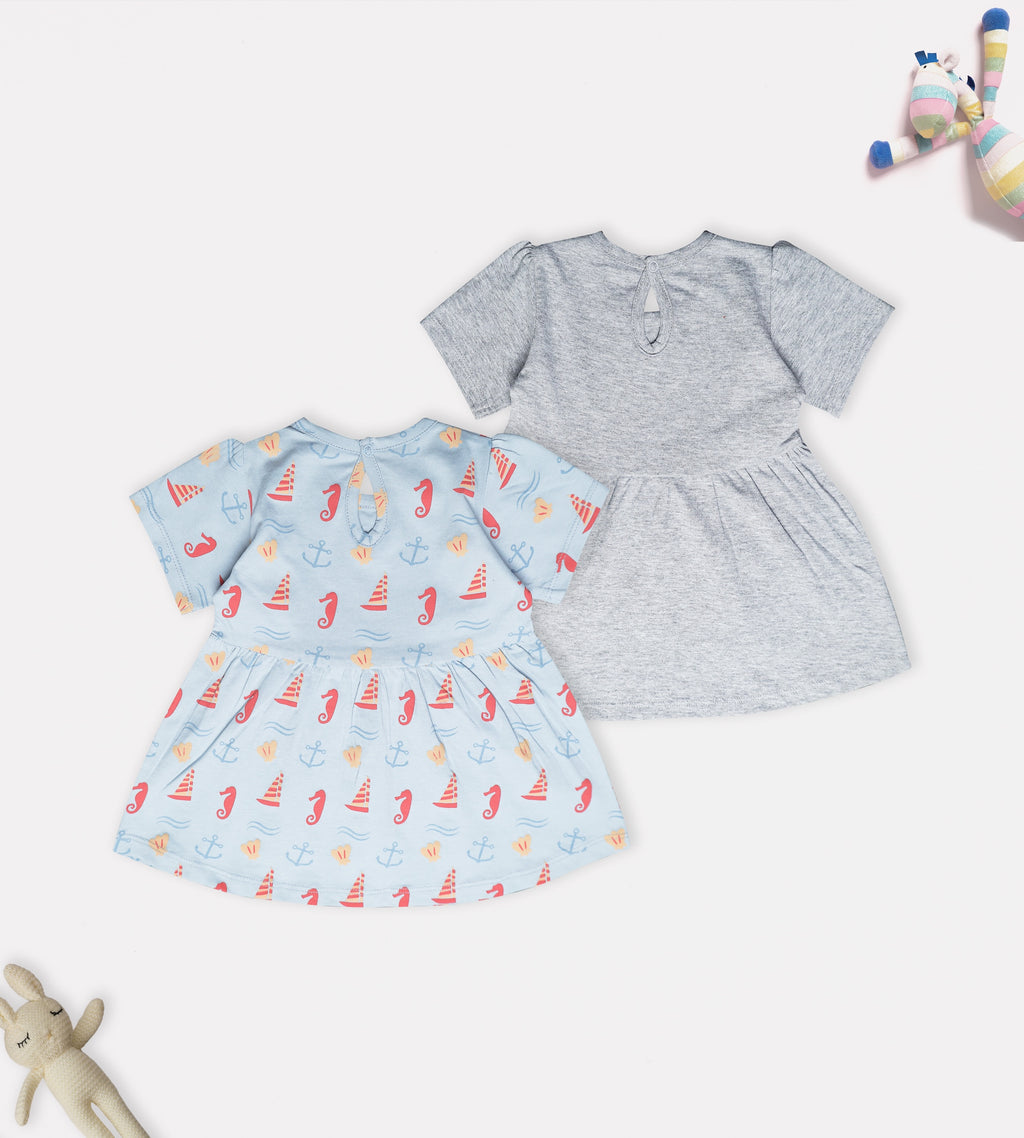 Nautical Anchor Print & Boat Life Graphic Frock Set