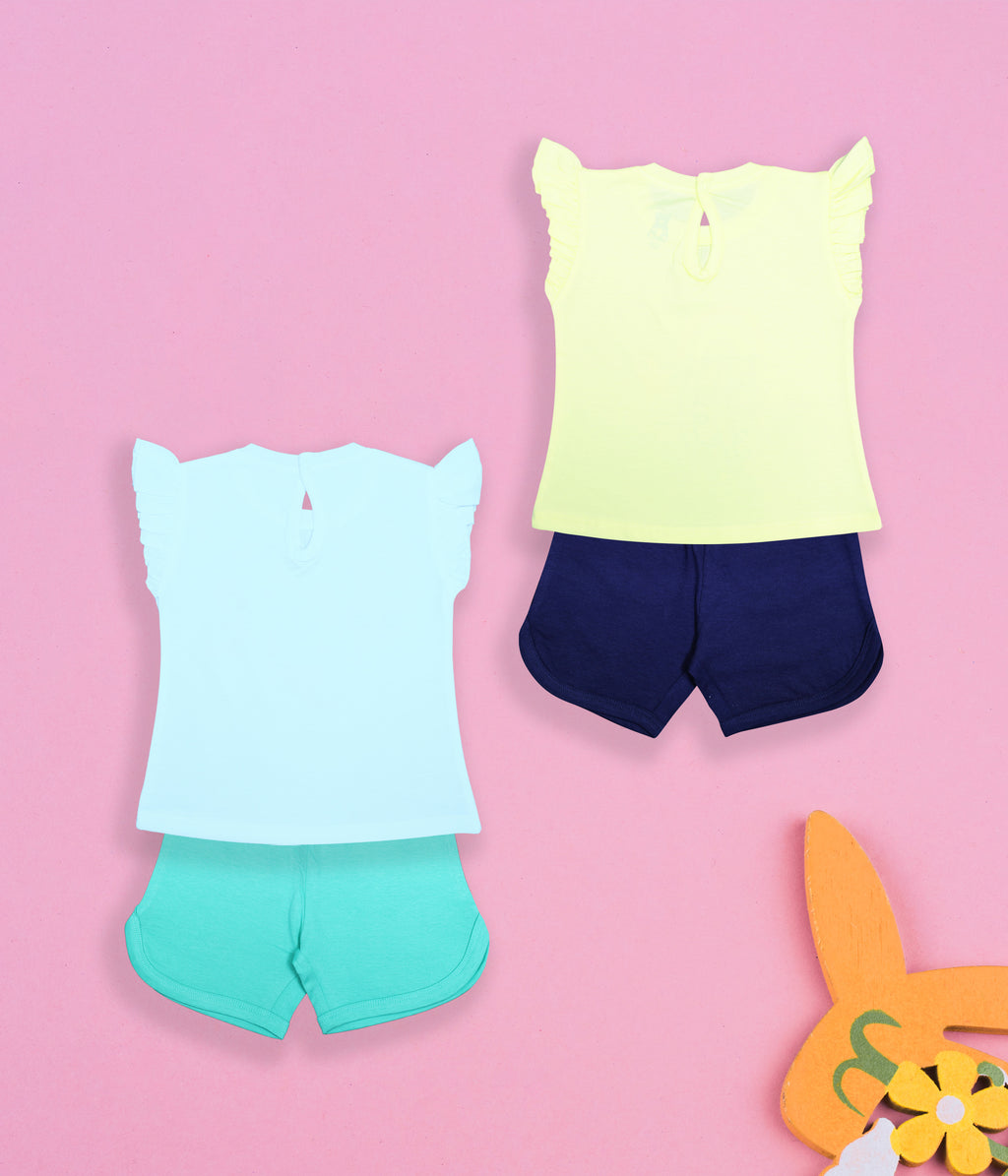 Ocean Magic: Pure Cotton Rainbow Jellyfish & Starfish Print Outfit Sets