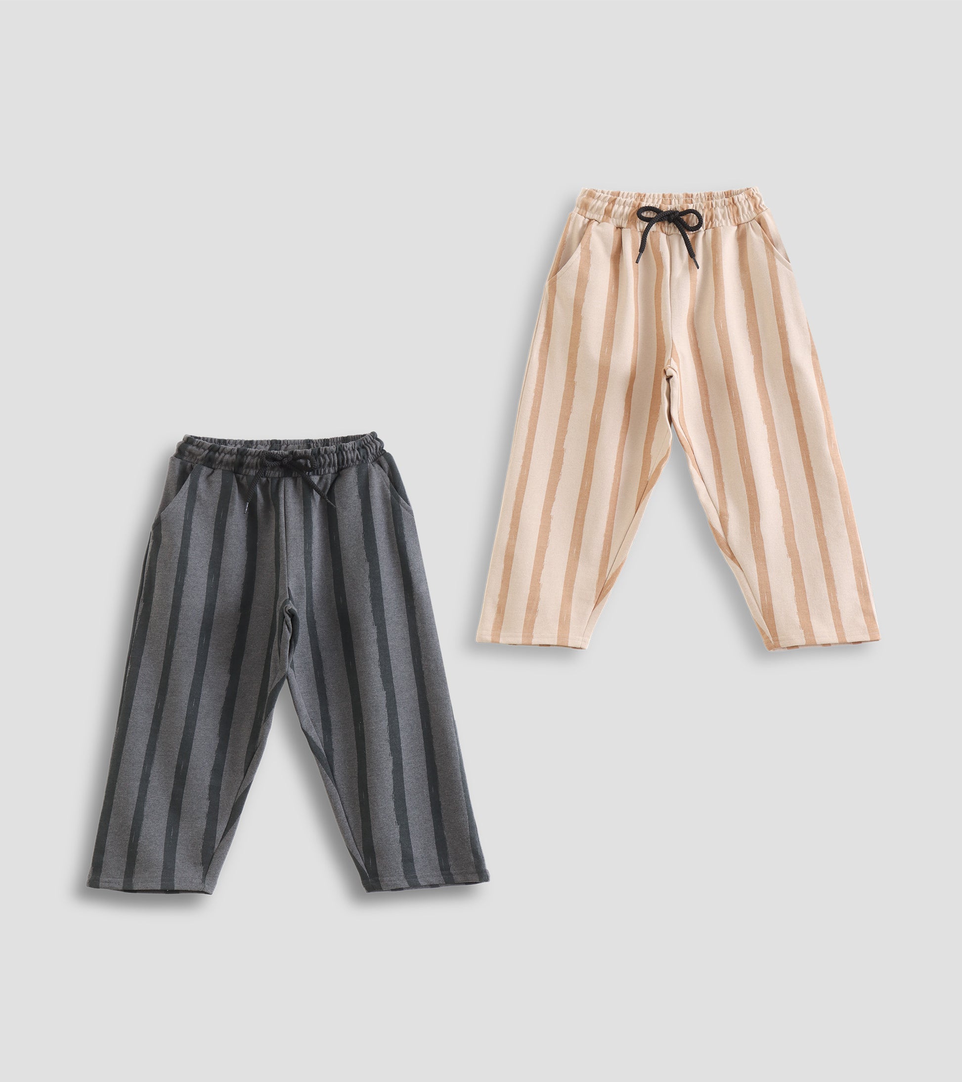 All-Day Comfort: Unisex Pocketed Striped Trousers with Drawstring