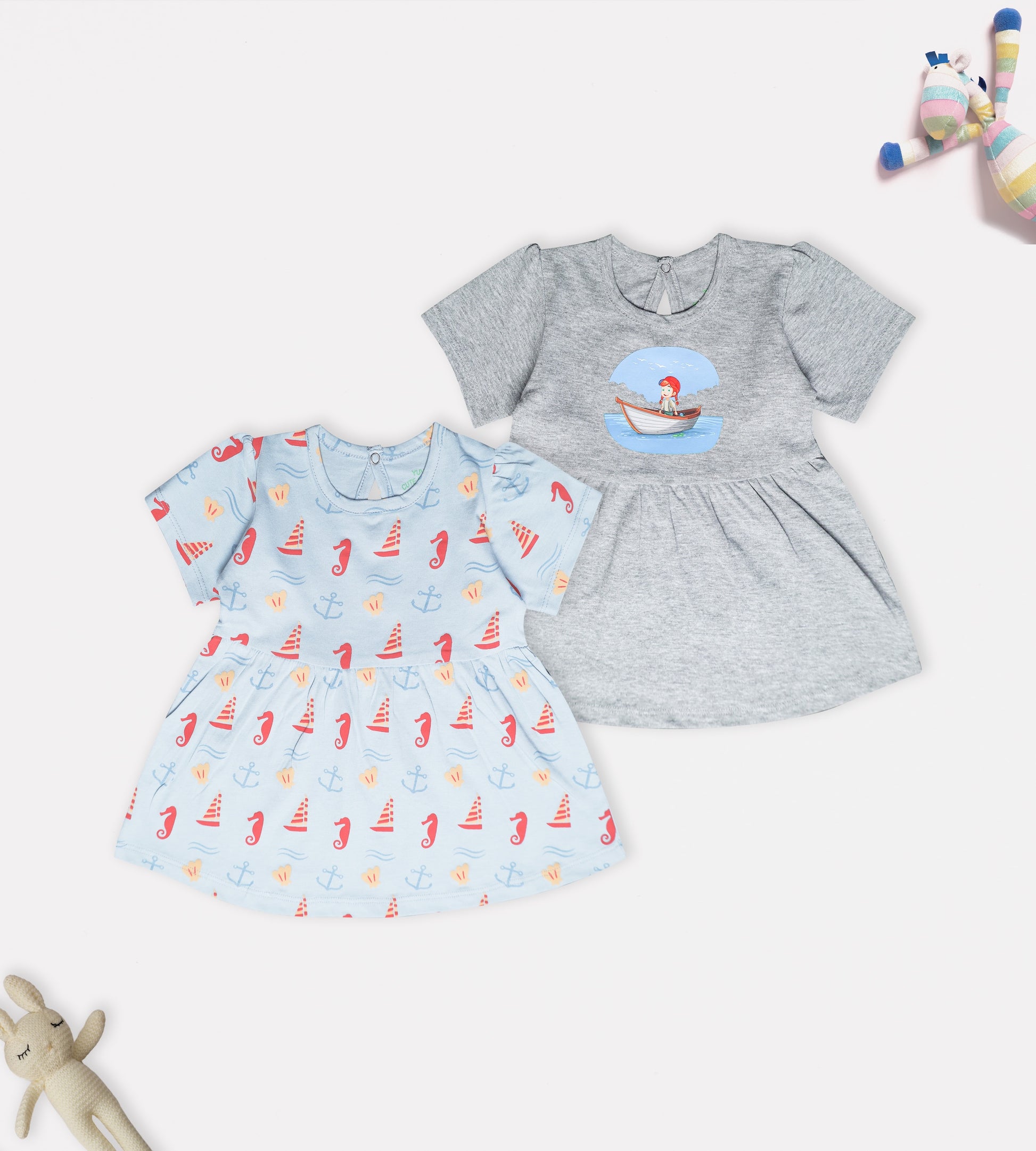 Nautical Anchor Print & Boat Life Graphic Frock Set