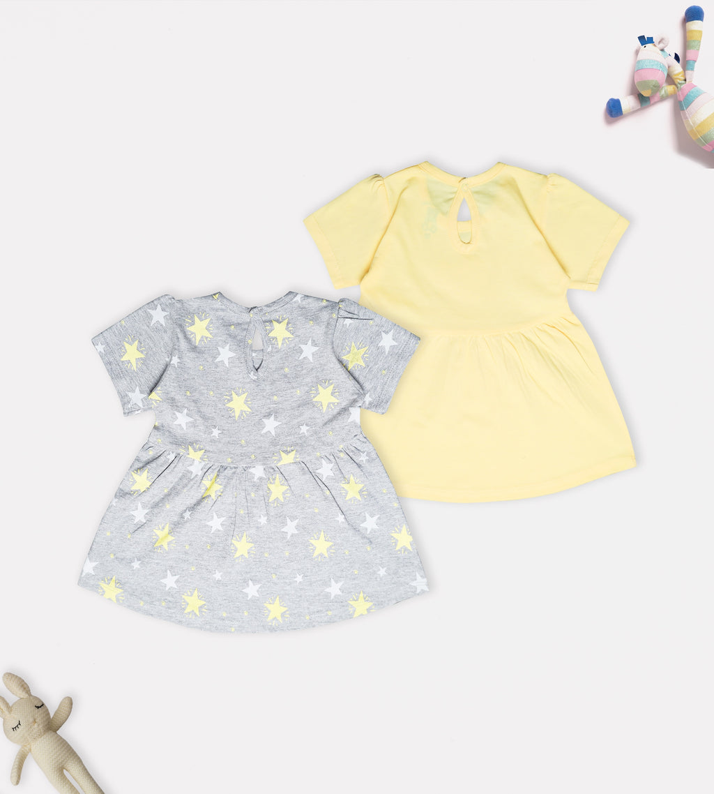 All-Over Star Print & "My Little Star" Graphic Frock Set