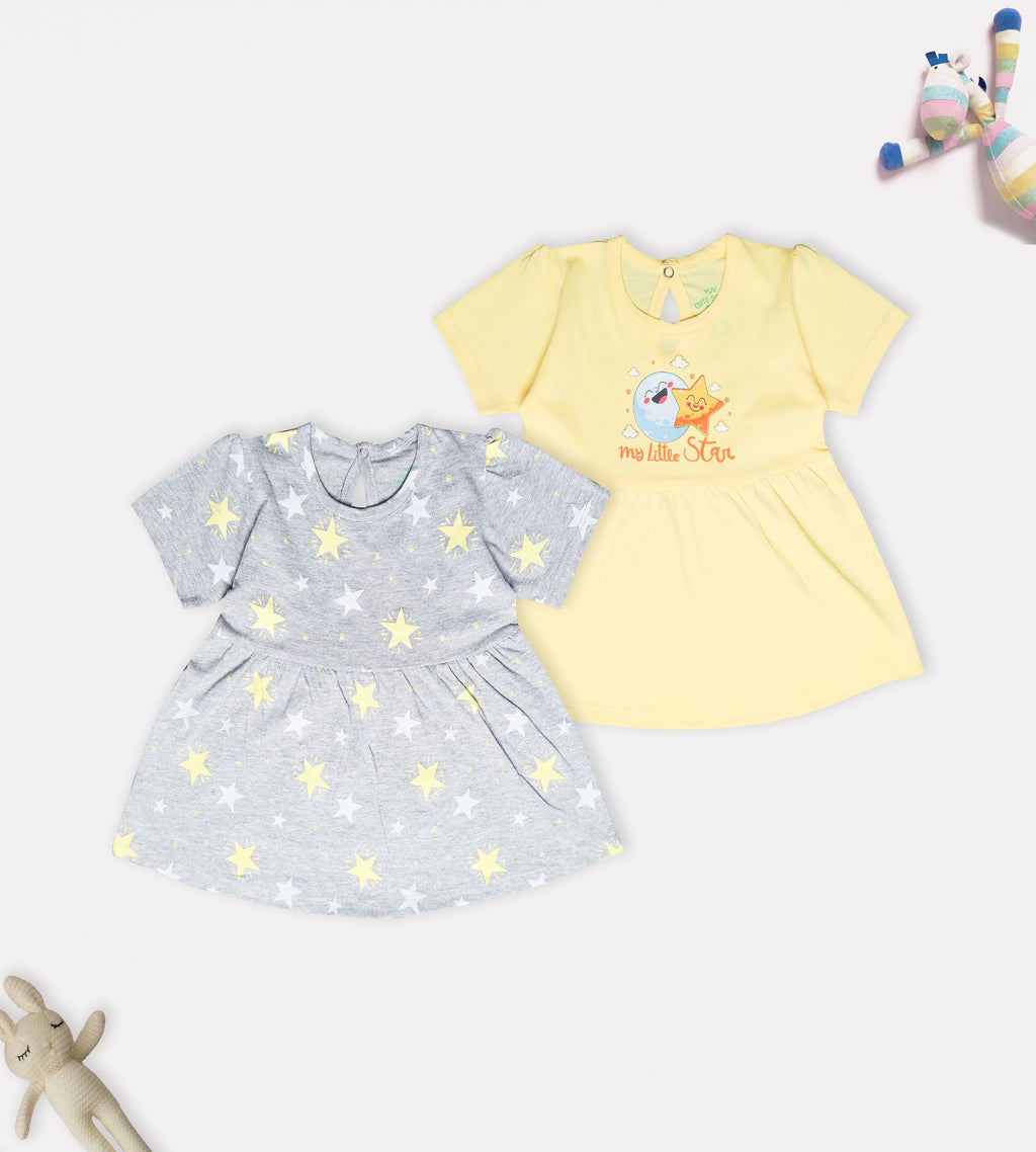 All-Over Star Print & "My Little Star" Graphic Frock Set