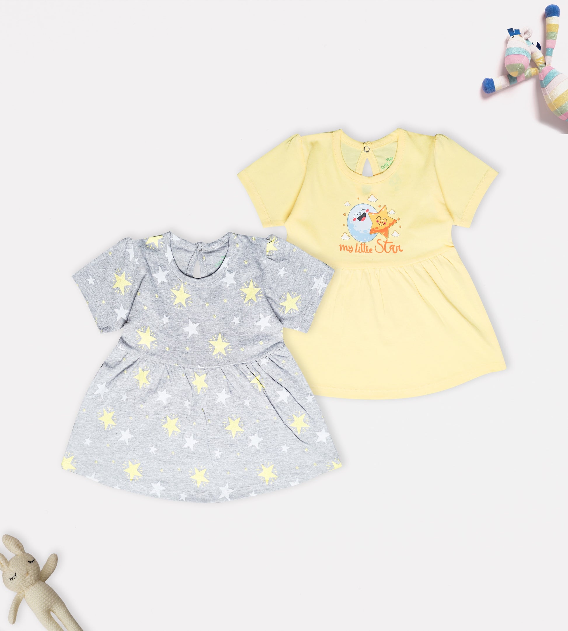 All-Over Star Print & "My Little Star" Graphic Frock Set