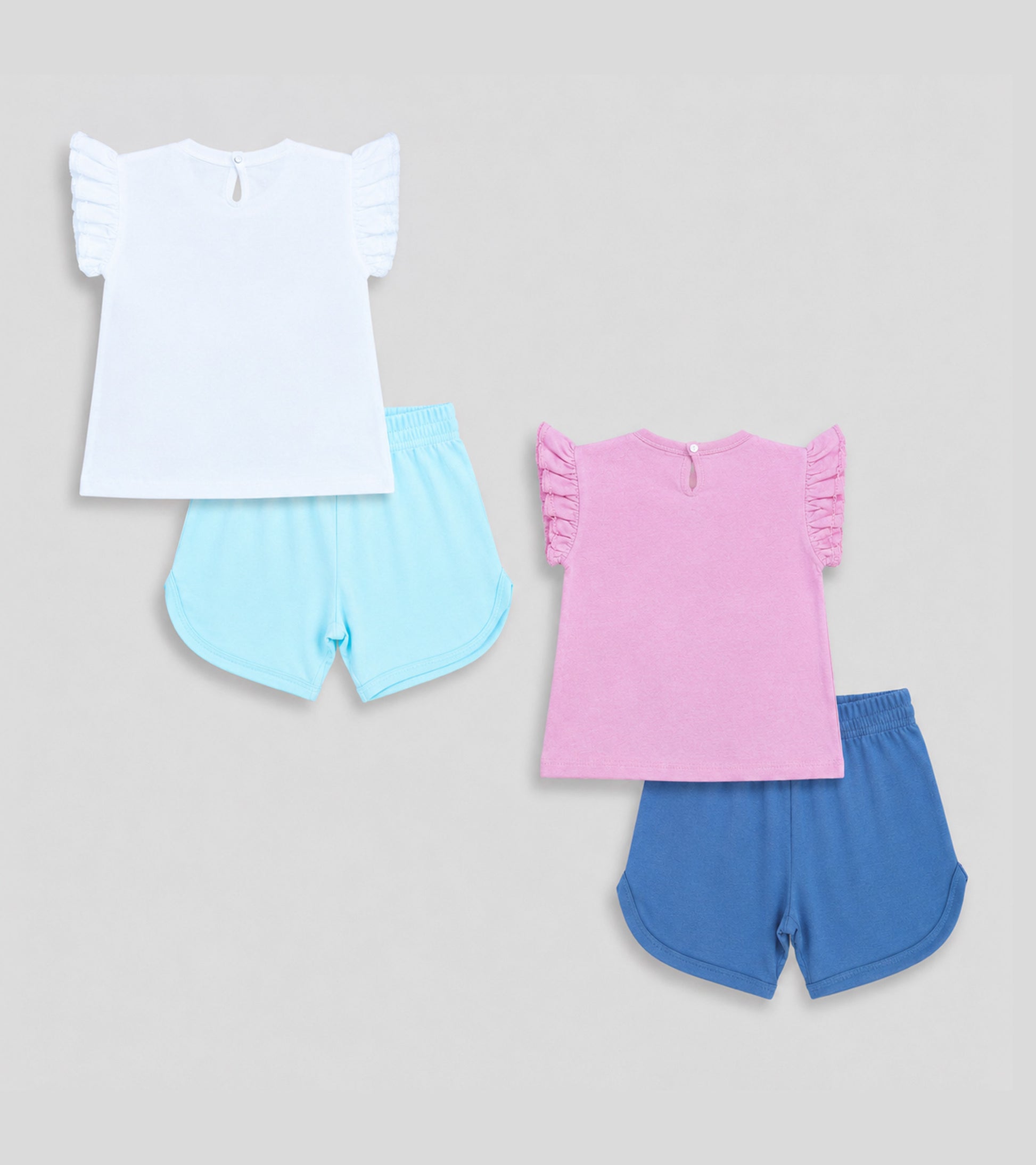 Pretty in Pink & Teal: Adorable Flamingo Graphic Tee & Shorts Duo