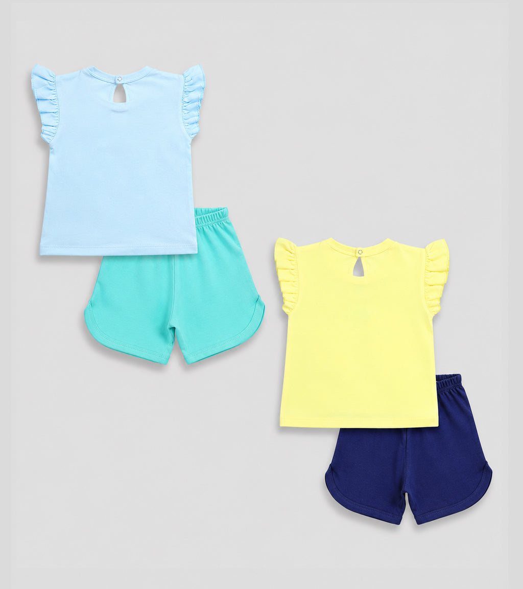 Ocean Magic: Pure Cotton Rainbow Jellyfish & Starfish Print Outfit Sets