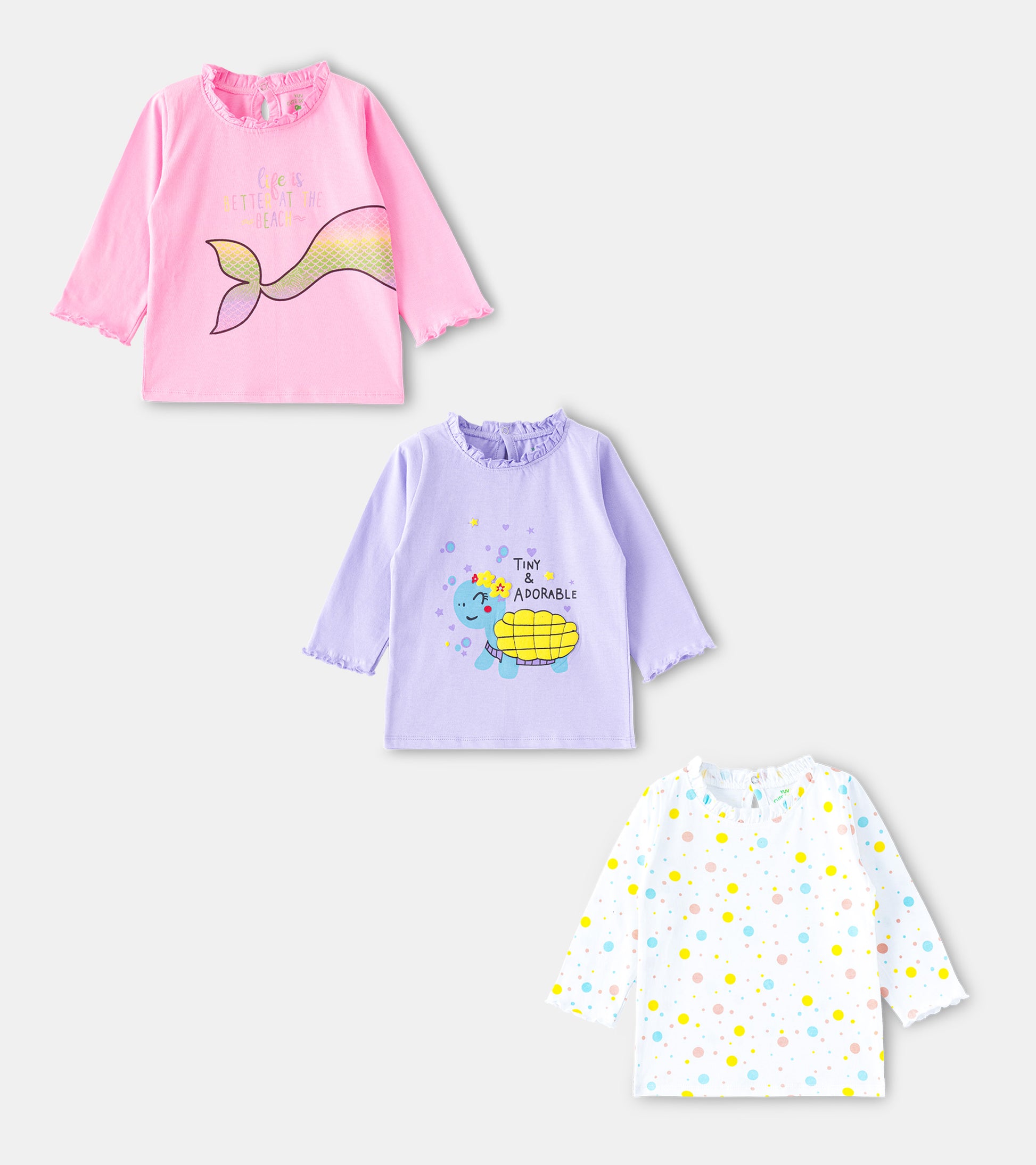 Whimsical Wonders: Mermaid, Dino, & Bunny Long Sleeve Cotton Tops