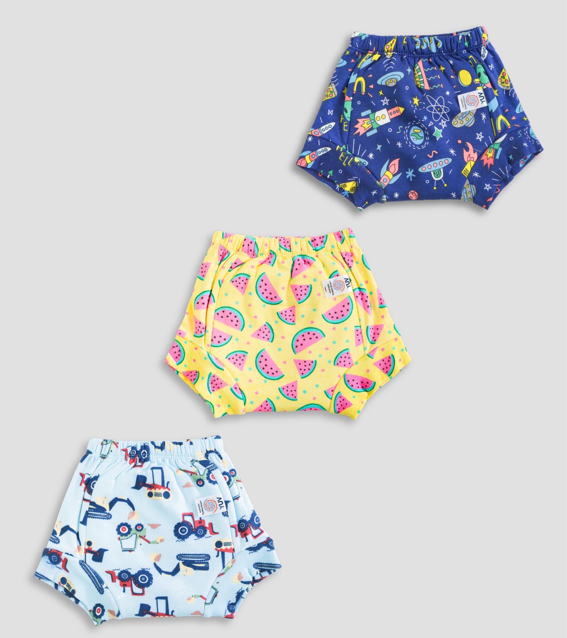 Soft Leakproof Toddler Shorts | Pack of 3 Fun Prints | 6M–3Y