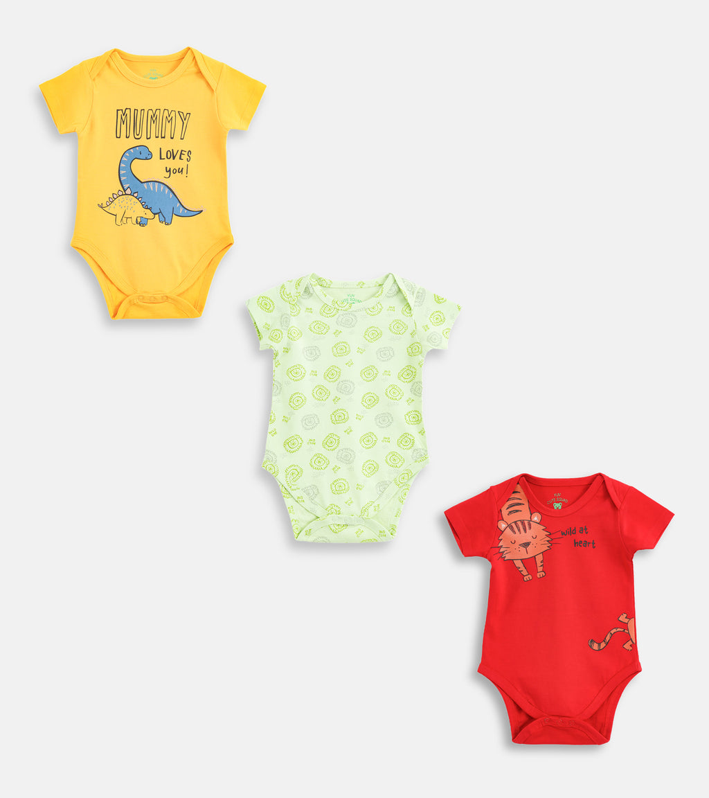 Themed Cotton Baby Rompers – 3-Piece Essential Set