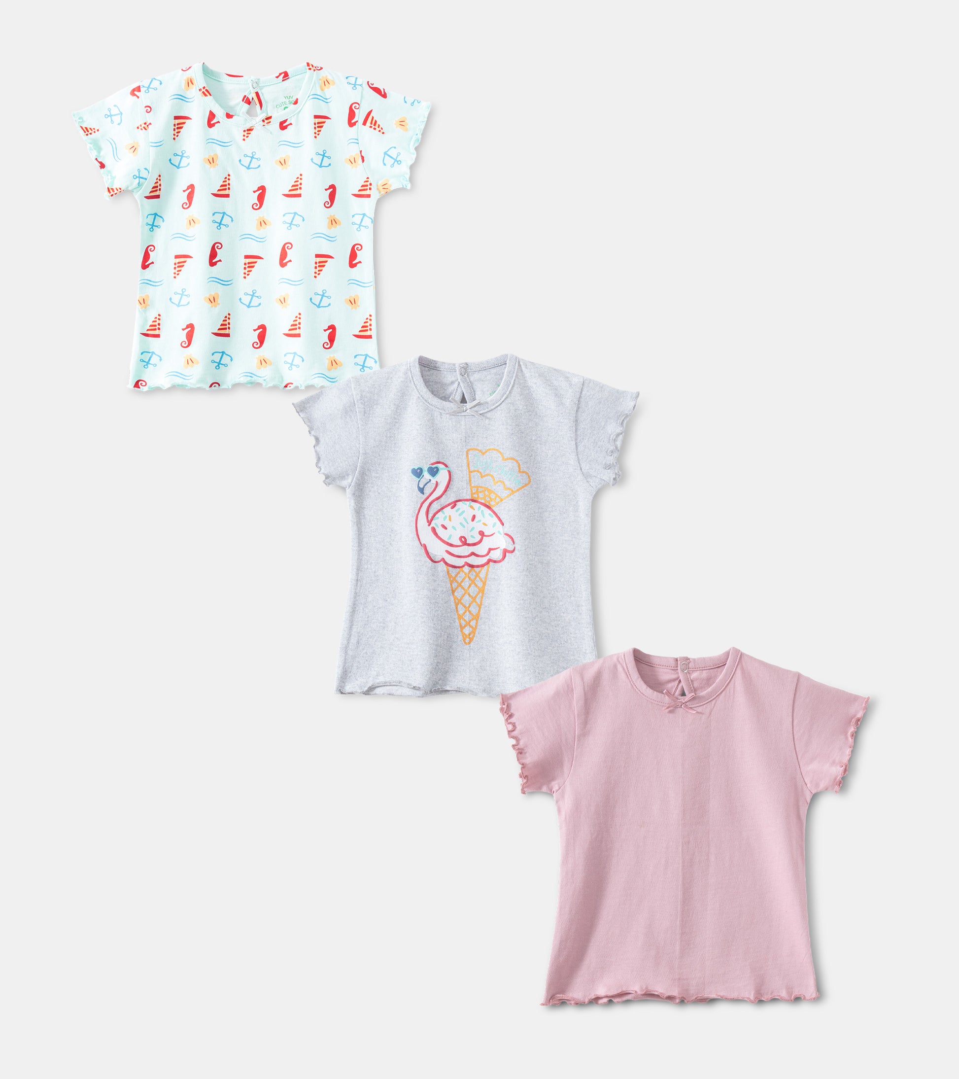 Whimsical Wanderer Set: 3- Pack Playful printed Tees for Babies