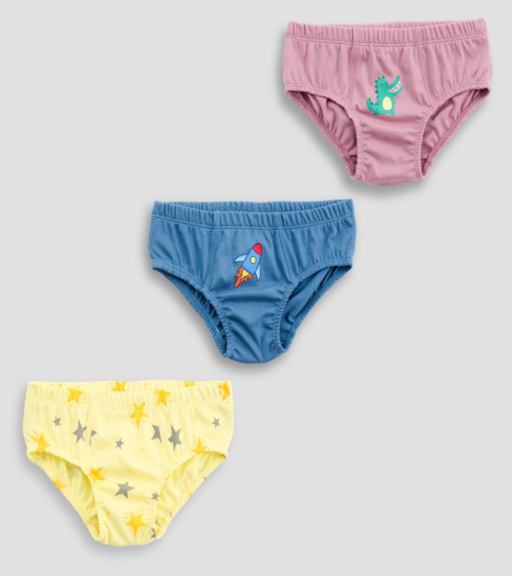 Sky-High Comfort: Boys' Graphic Cotton Briefs Set