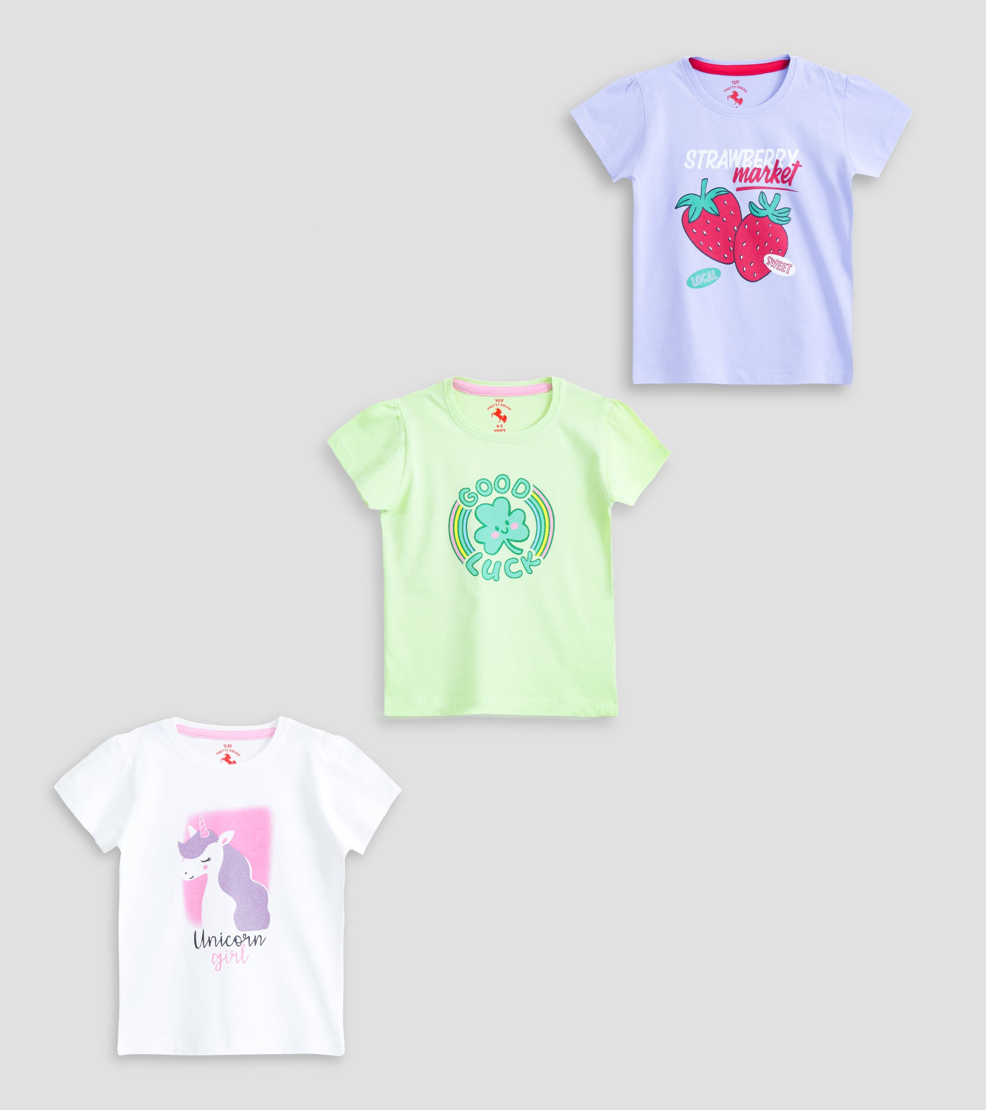 Magical Moments: Girls' Unicorn, Clover & Strawberry Graphic Tees