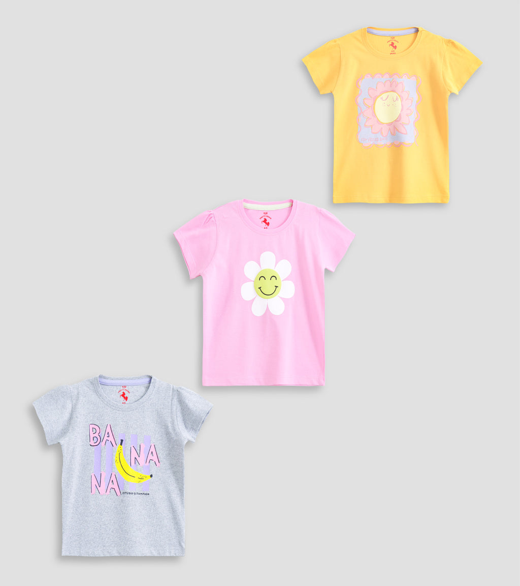 Bright & Cheerful: Girls' Daily Graphic Cotton Tees