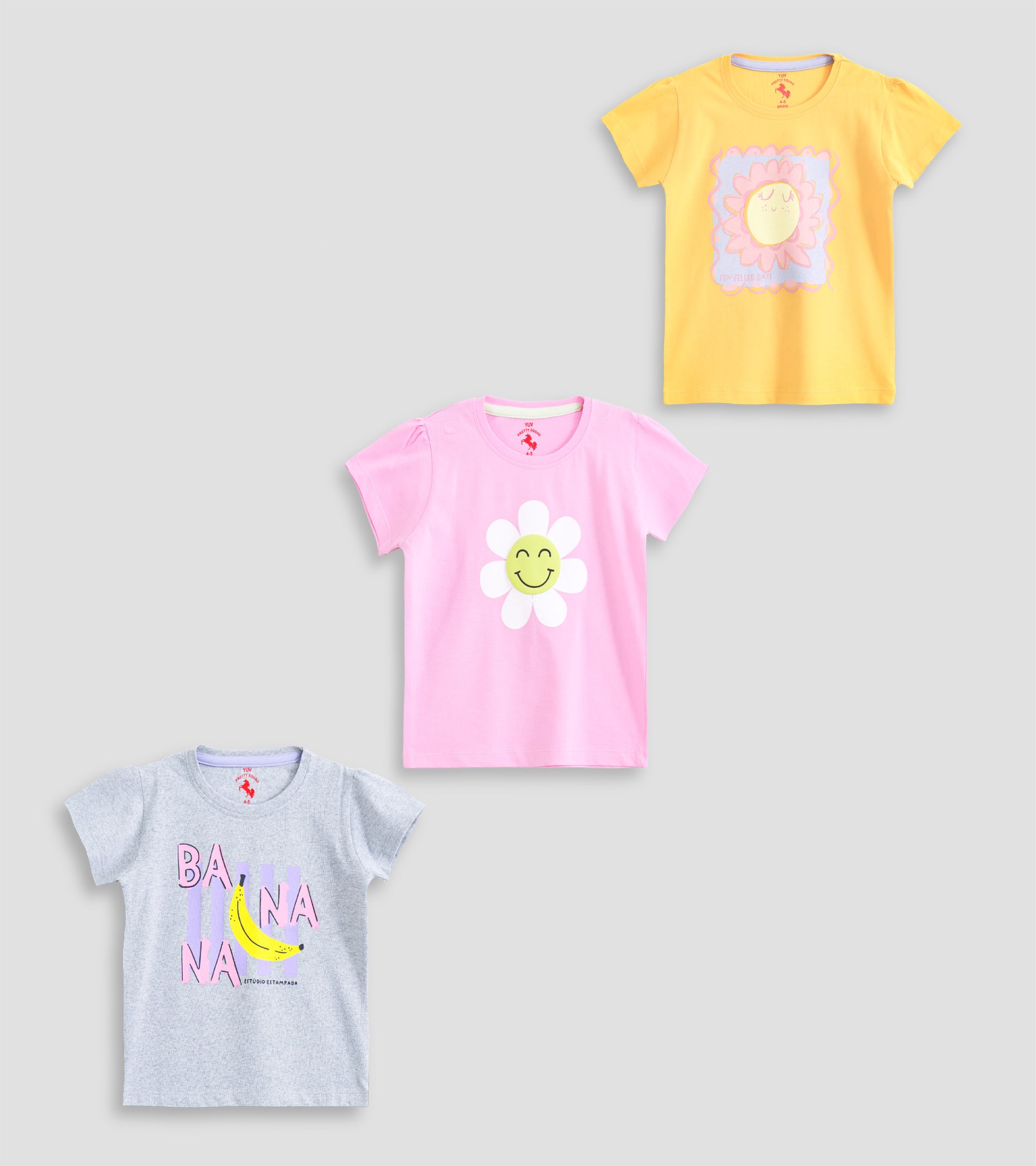Bright & Cheerful: Girls' Daily Graphic Cotton Tees