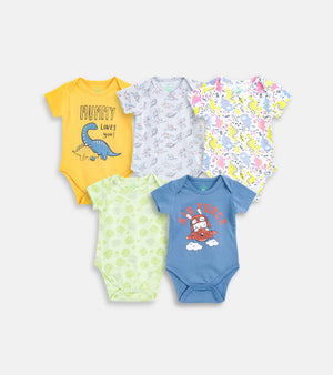 Vibrant Multi-Pattern Cotton Baby Onesies