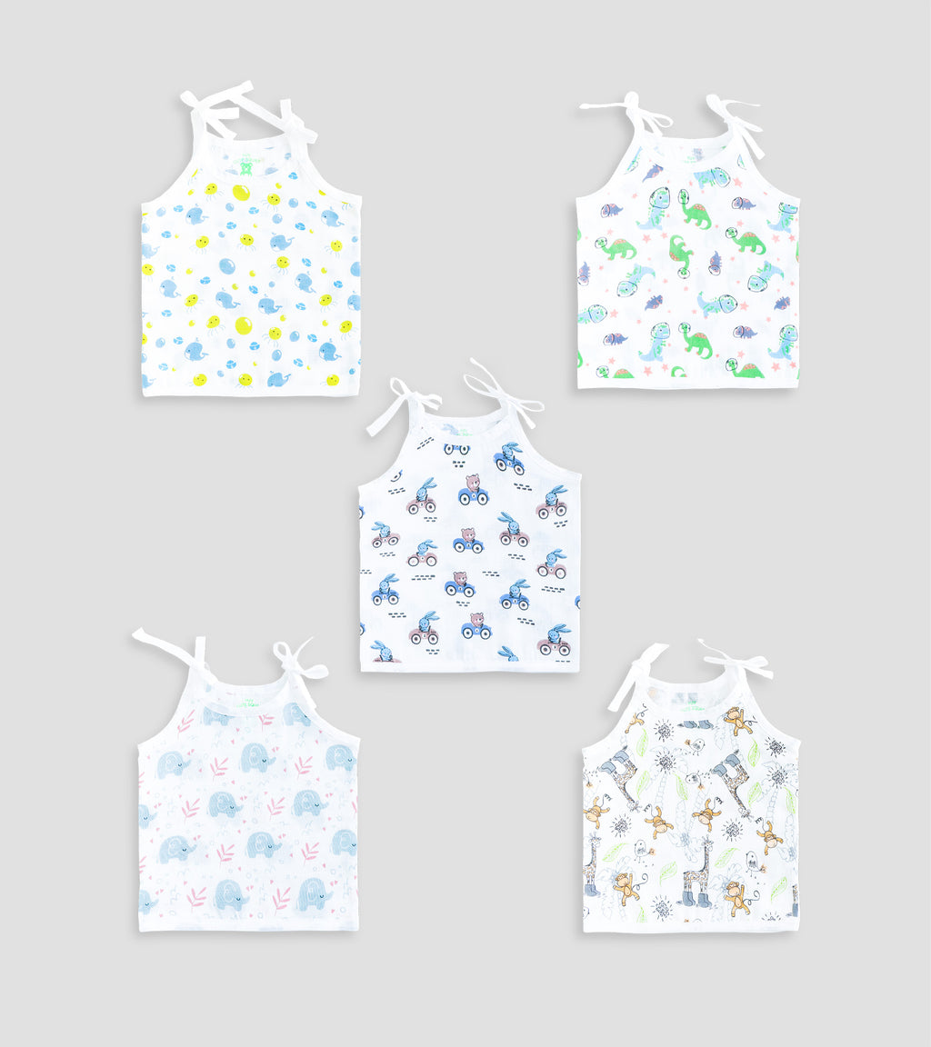 Softest Organic Cotton Muslin New Born Tie-Up Sleeveless Jablas