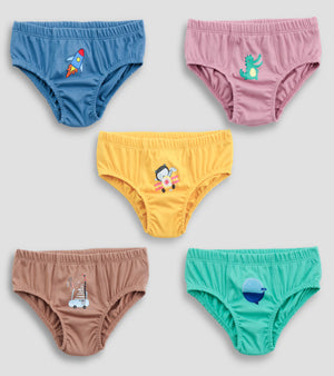 Everyday Explorers: Boys' Colorful Graphic Cotton Briefs Bundle