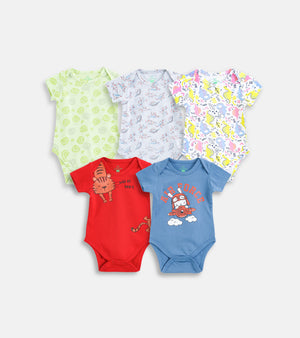 Graphic Printed Cotton Baby Onesies – Gentle Skin-Friendly Set