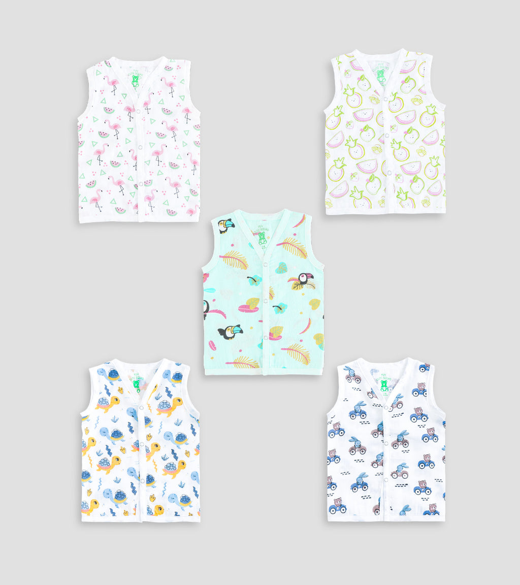 Tropical Cotton Sleeveless Front Open Baby Jabla