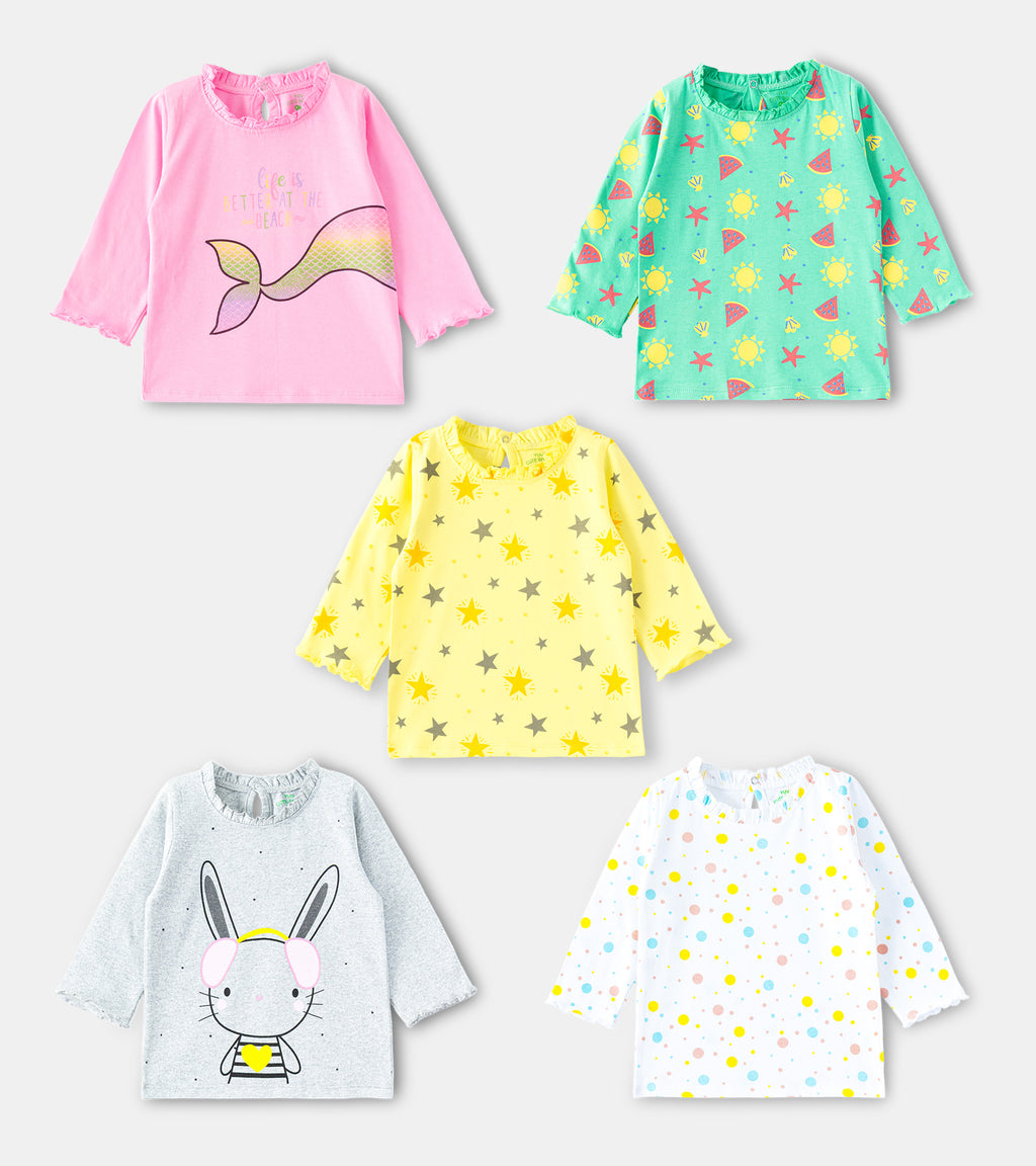Sun, Stars, & Smiles: Bright 100% Cotton Long-Sleeve Tops for Infants