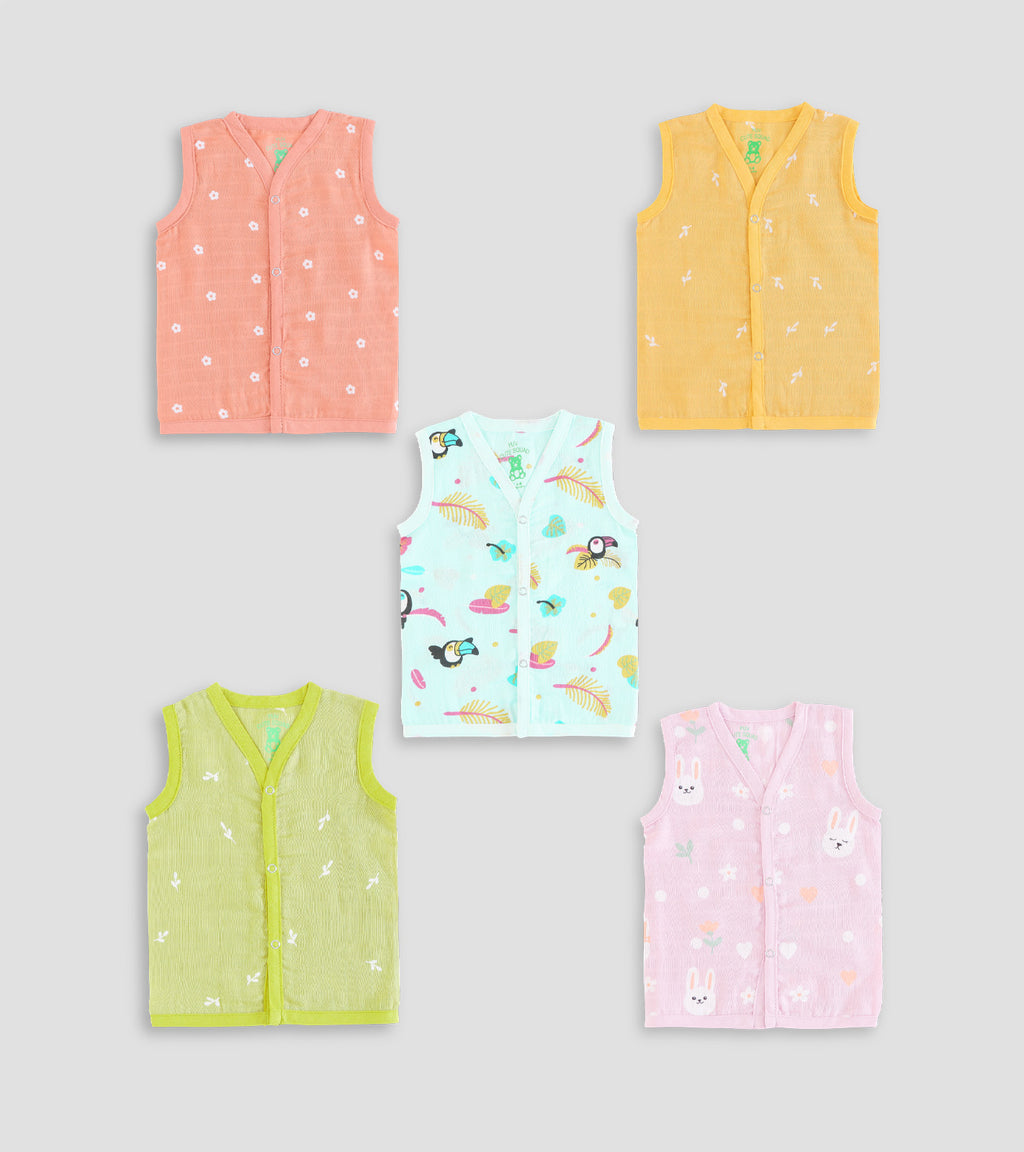 Little Hopperz 100% Cotton Sleeveless Front Open Baby Jabla