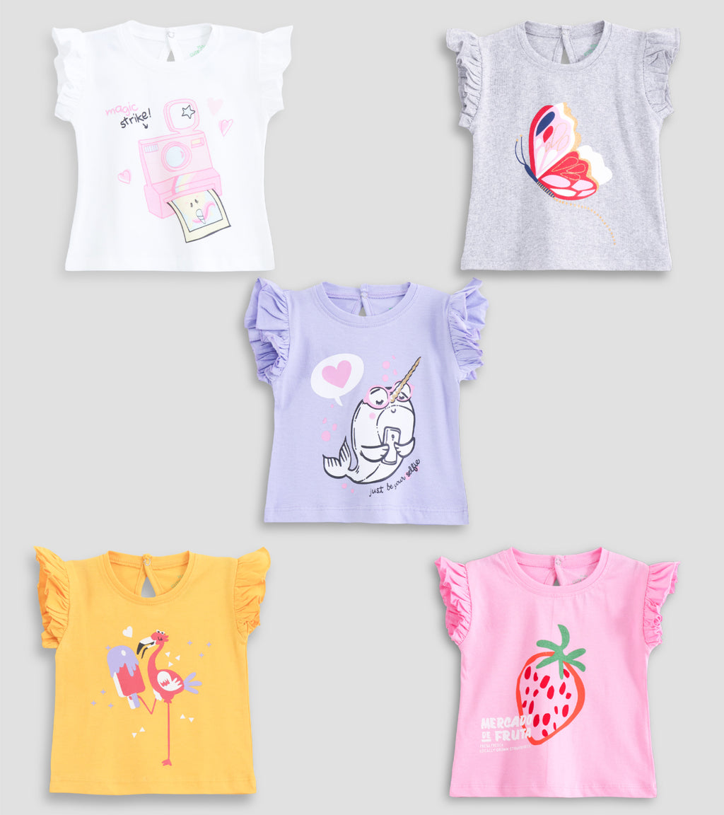 Extra Soft Lettuce-Edge Crew Neck T-Shirts for Toddlers
