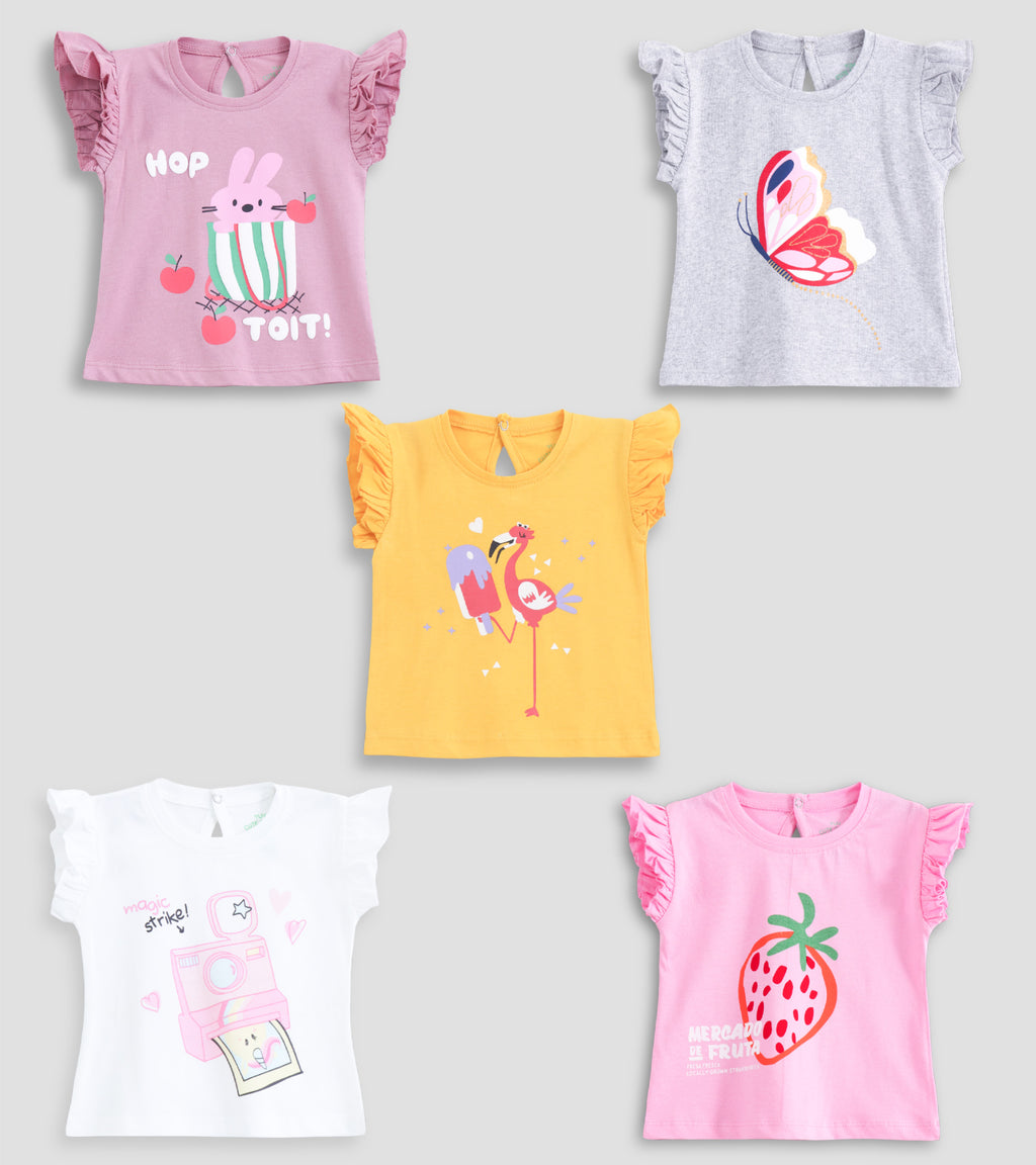Ruffles & Sunshine 5-Pack: The Ultimate Summer Tee Set for Babies