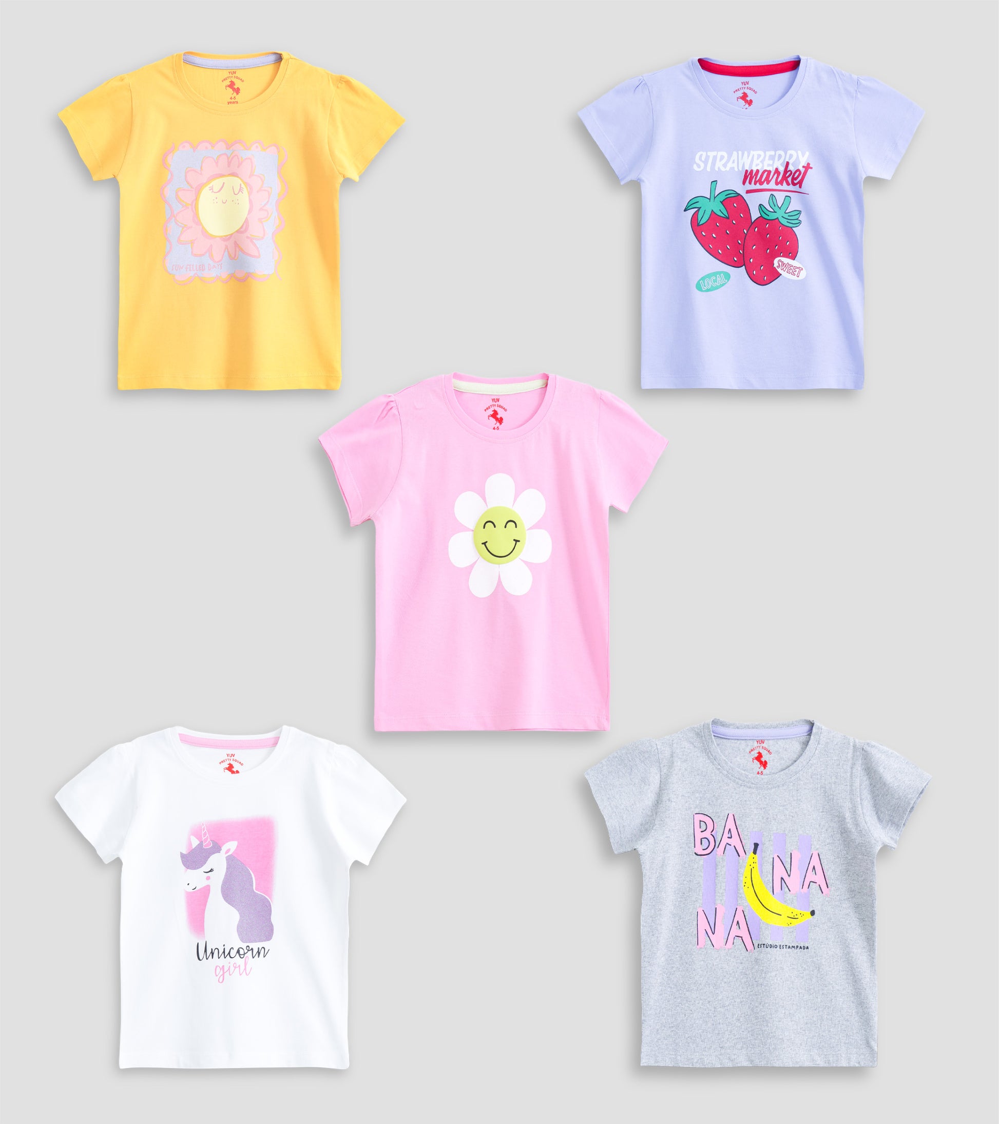 Everyday Sunshine: Girls' Graphic Cotton T-Shirt Bundle