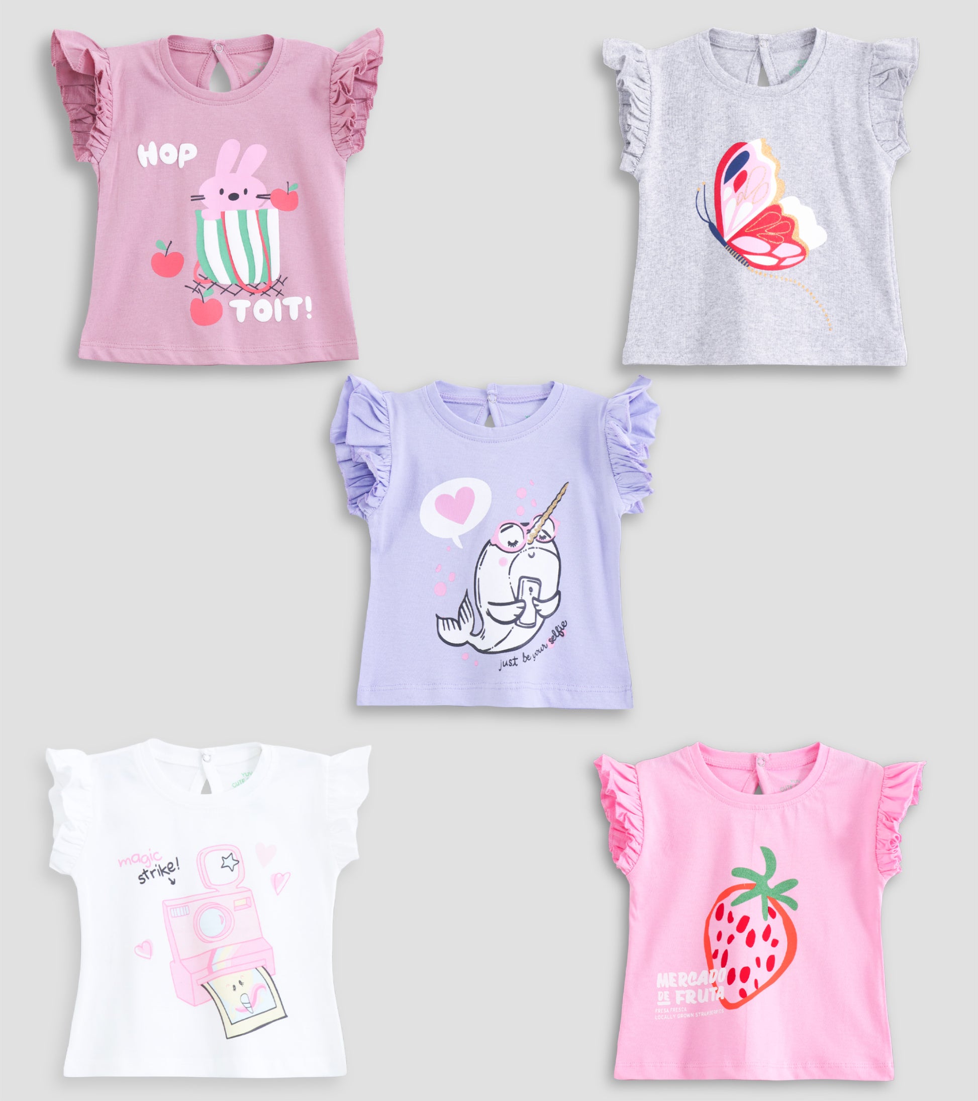 Pastel Petals: The 5-Pack Ultra-Soft Cotton Tee Collection