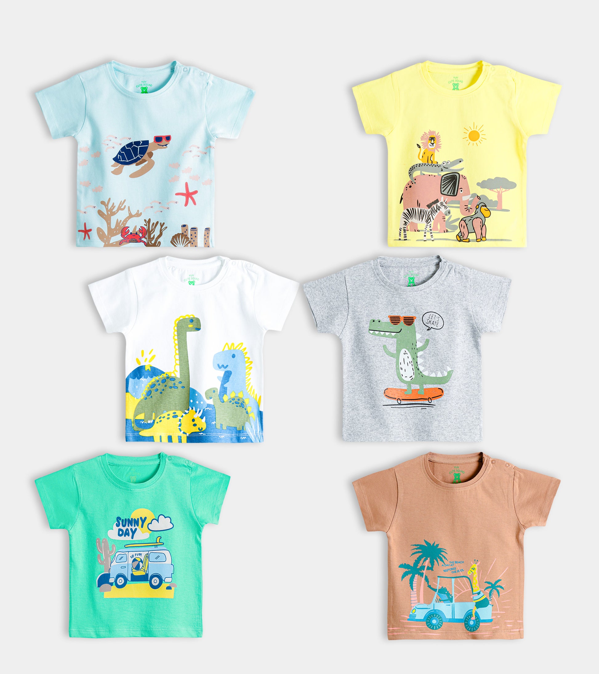 Premium Soft-Touch Cotton Baby Tee Set – 6-Pack