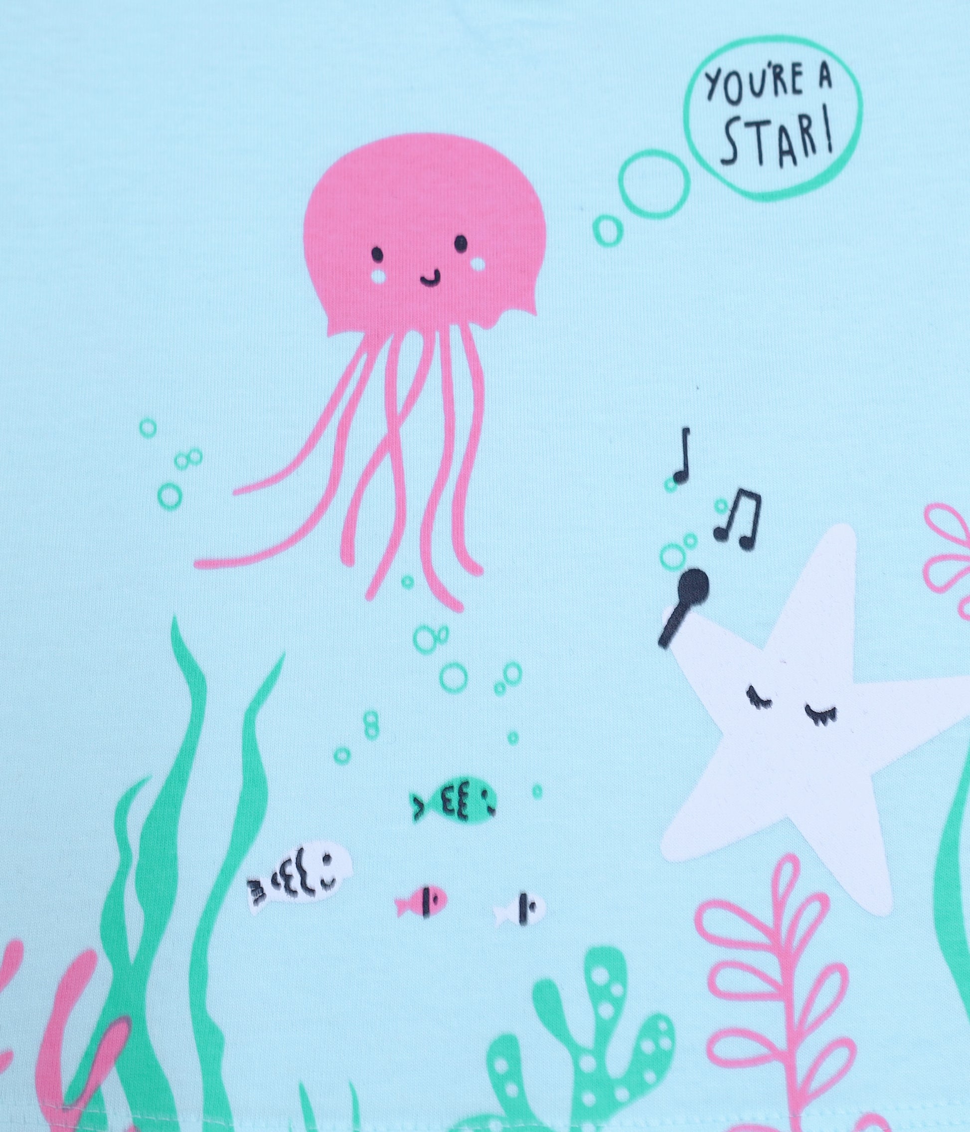 Ocean Magic: Pure Cotton Rainbow Jellyfish & Starfish Print Outfit Sets