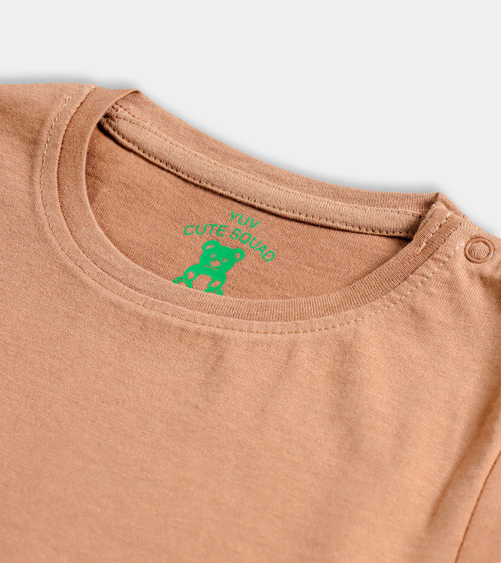 Soft-Touch Cotton Baby Tee - Earthy Tan Brown Tropical Theme (0-24 Months)