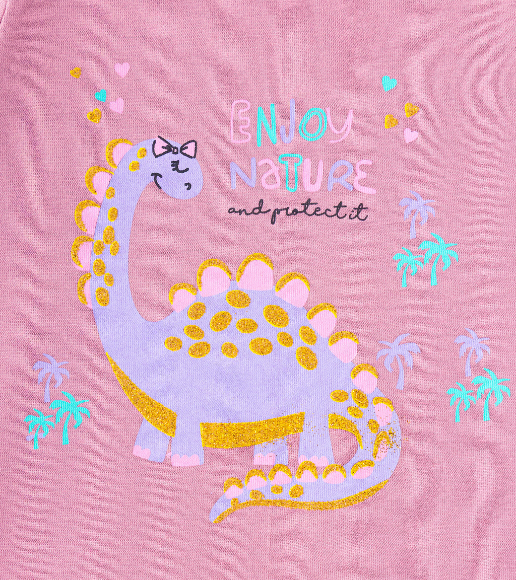 Dino-Mite Nature Muave Ruffle Long-Sleeve Cotton Tee