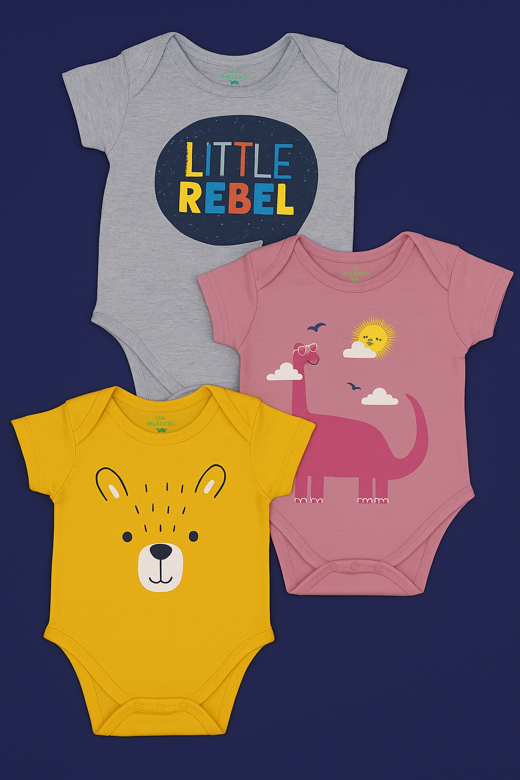 Pack of 3 - Half Length x Half Sleeve Rompers