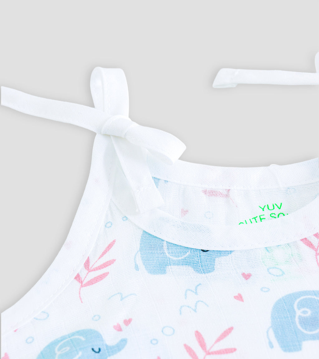 Softest Organic Cotton Muslin New Born Tie-Up Sleeveless Jablas