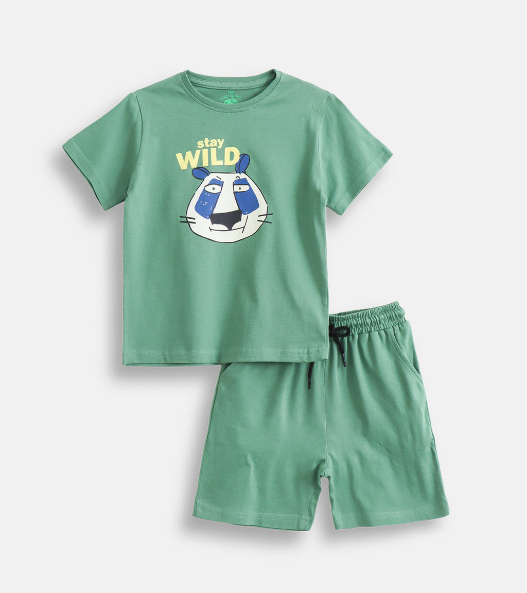 Stay Wild Panda – Sage Green Cotton Co-ord Sets for Everyday Play