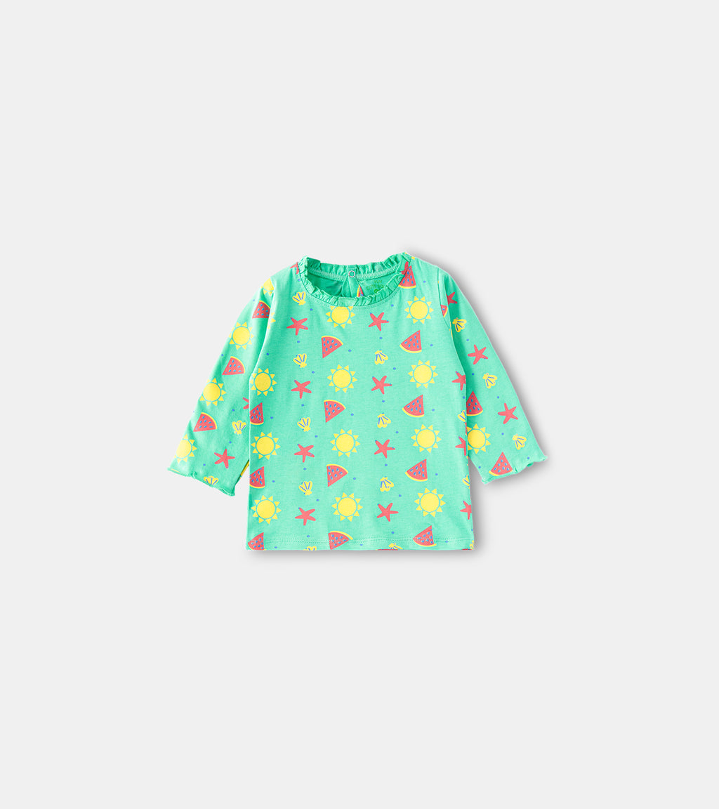Sunny Summer Fruit & Starfish All-Over Print Cotton Top