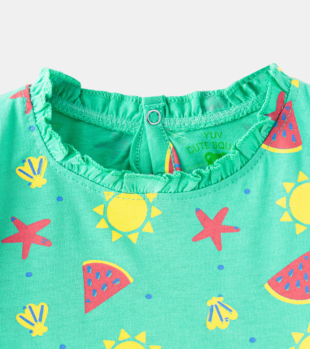 Sun, Stars, & Smiles: Vibrant Full-Sleeve Ruffle Tees for Baby Girls