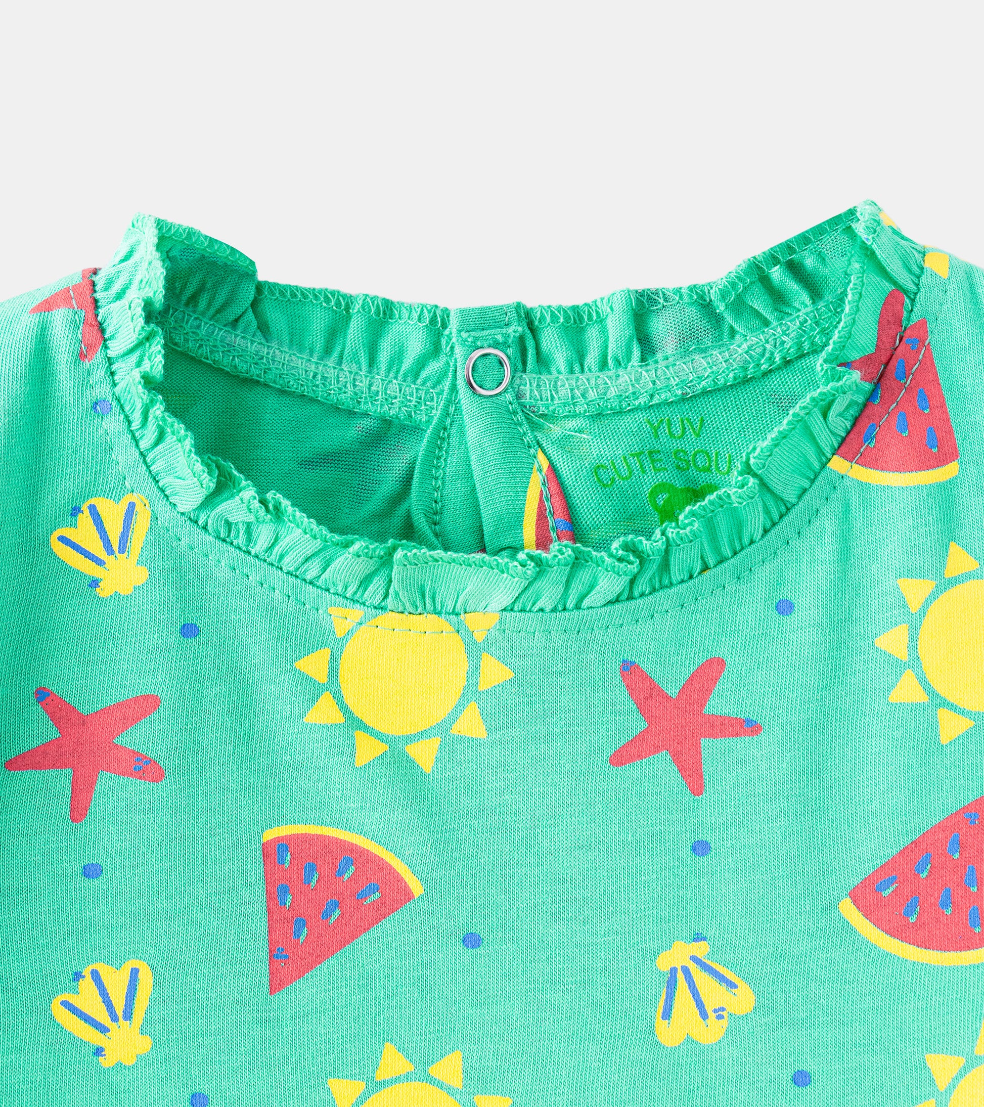 Sun, Stars, & Smiles: Vibrant Full-Sleeve Ruffle Tees for Baby Girls