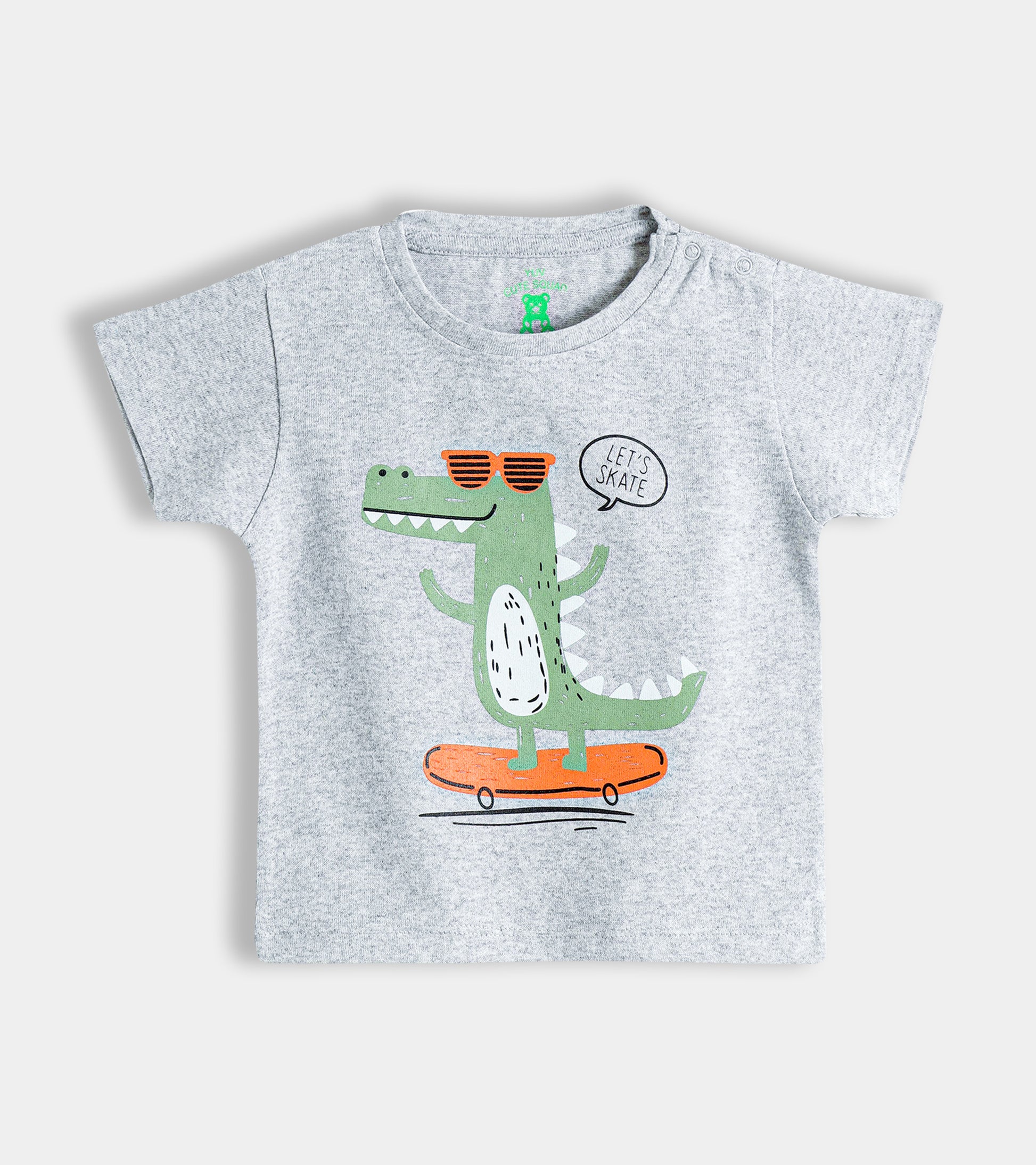Let's Skate Croc, Soft & Breathable Grey Tee (0-24 Months)