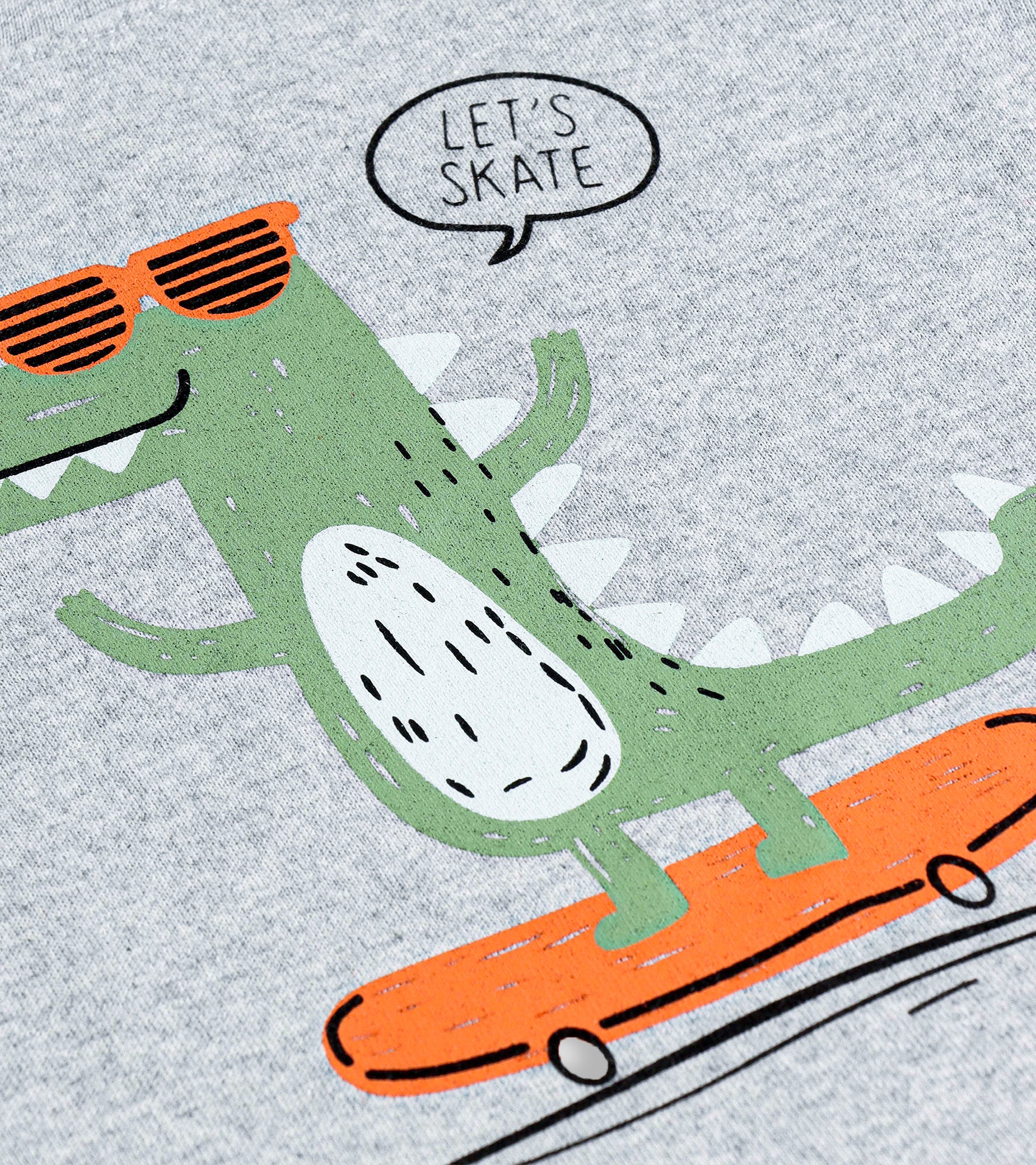 Let's Skate Croc, Soft & Breathable Grey Tee (0-24 Months)