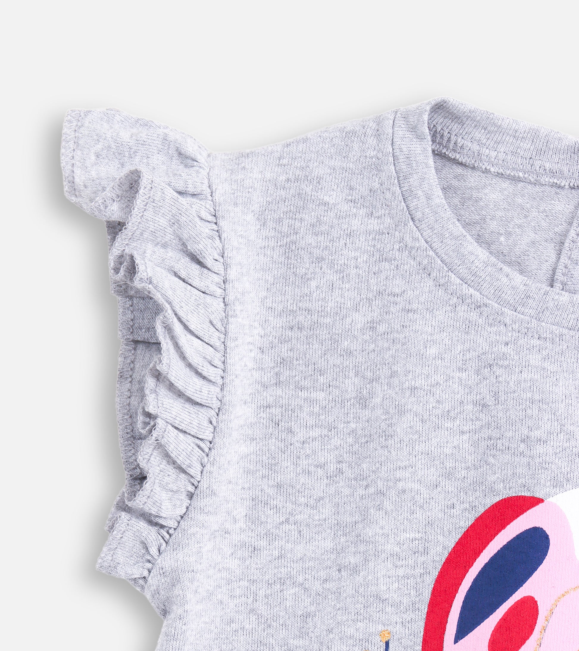 Heather Grey Glittering Butterfly Baby Girl Tee