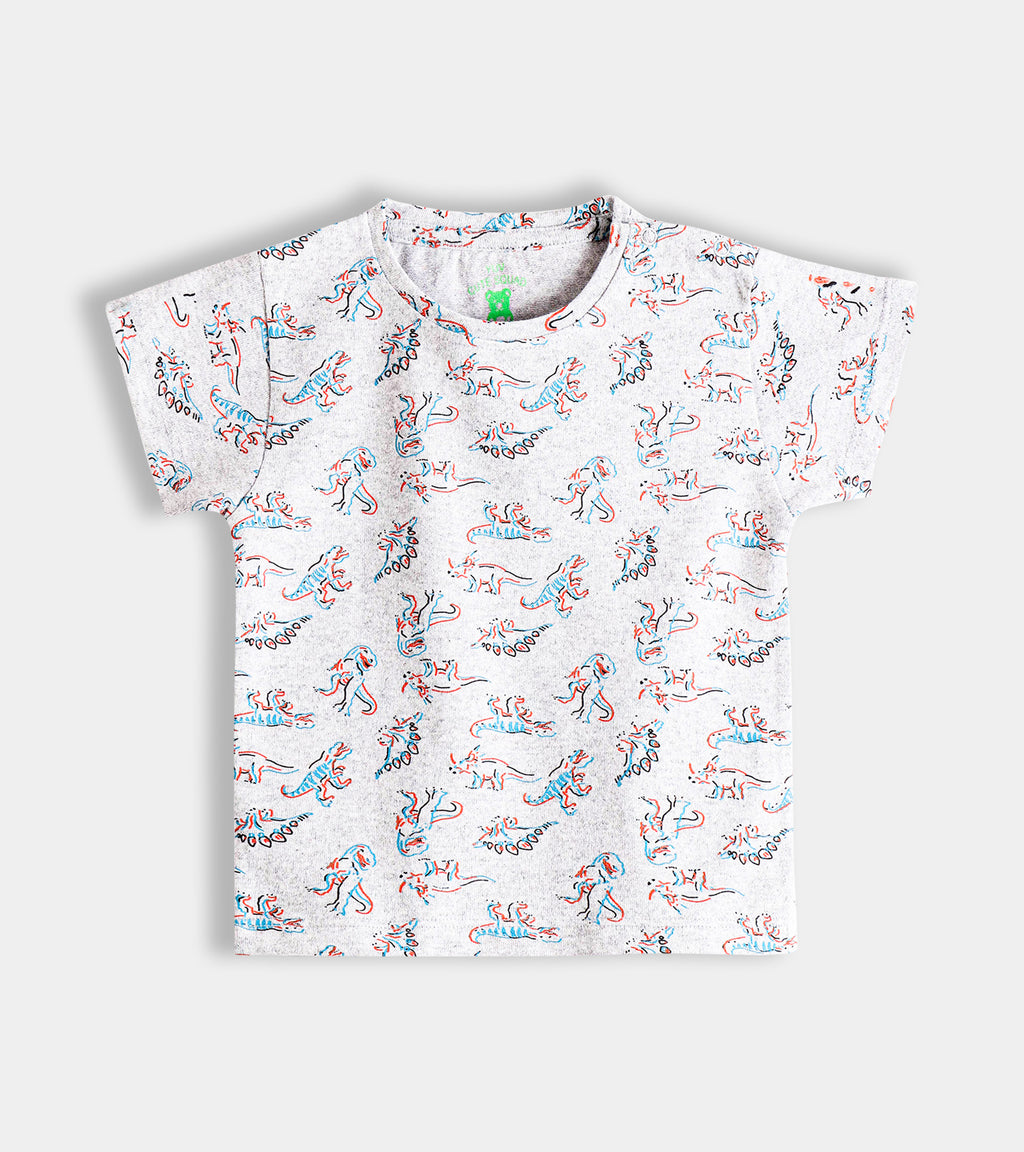 Dino Pattern Premium Soft-Touch Cotton Baby Tee (0-24 Months)