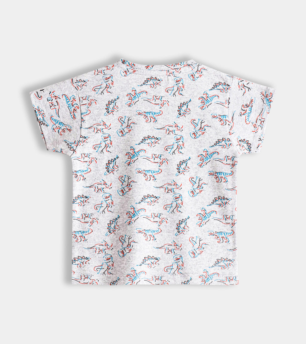 Dino Pattern Premium Soft-Touch Cotton Baby Tee (0-24 Months)