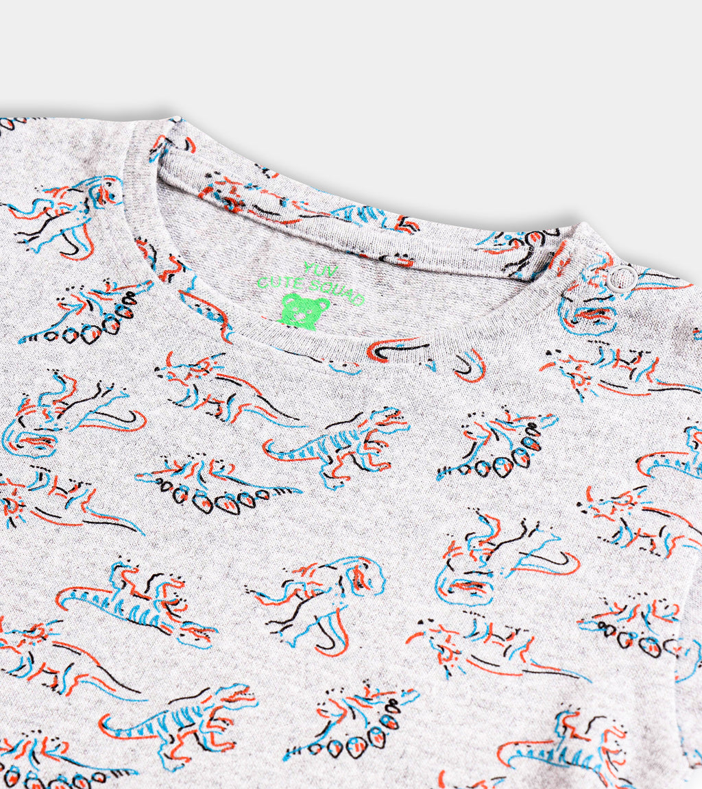 Dino Pattern Premium Soft-Touch Cotton Baby Tee (0-24 Months)