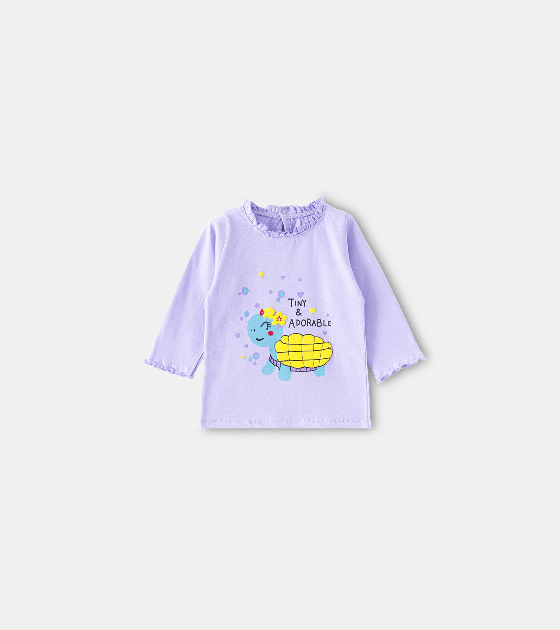 Tiny & Adorable Lilac Turtle Print Pure Cotton T-Shirt
