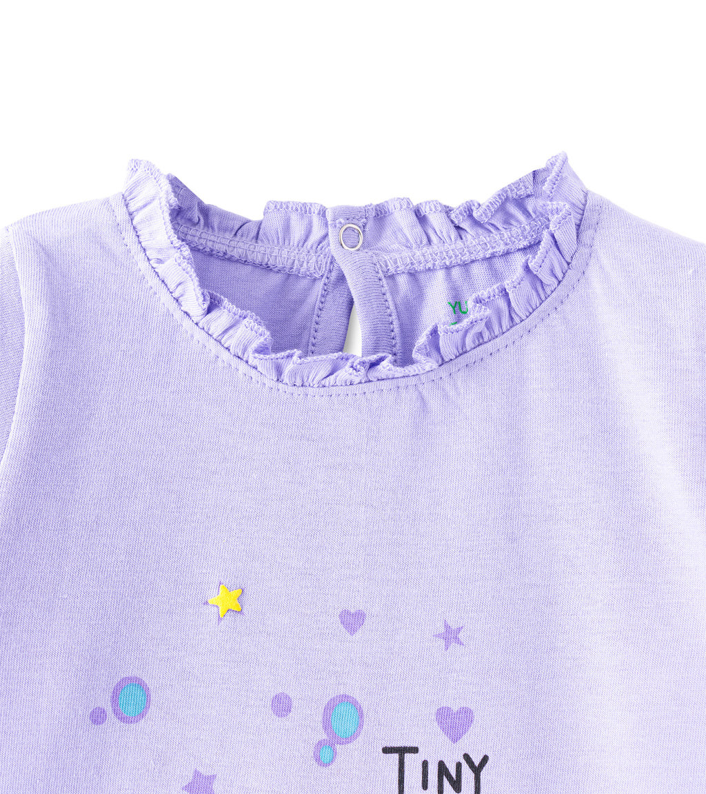 Tiny & Adorable Lilac Turtle Print Pure Cotton T-Shirt
