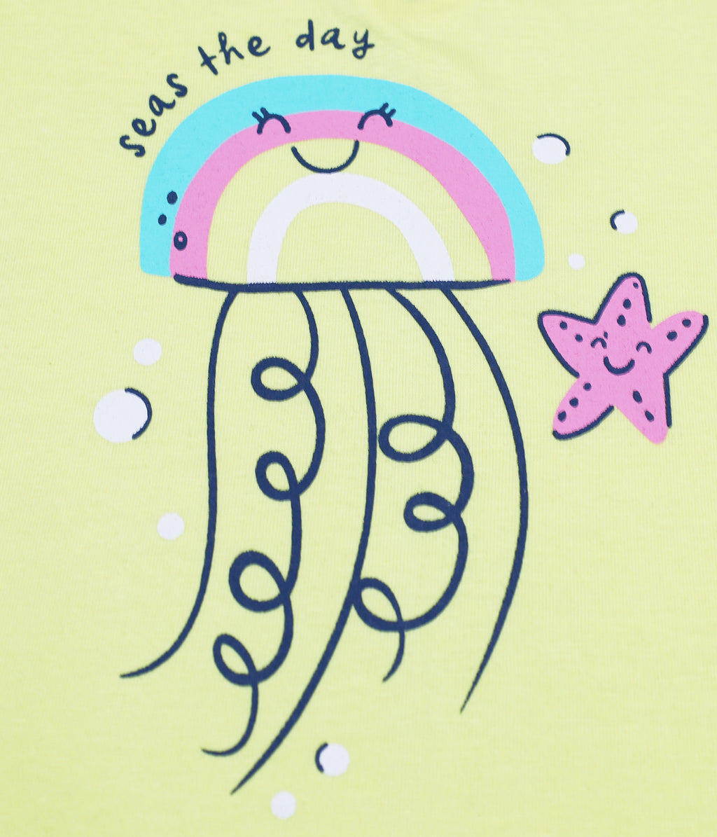 Ocean Magic: Pure Cotton Rainbow Jellyfish & Starfish Print Outfit Sets