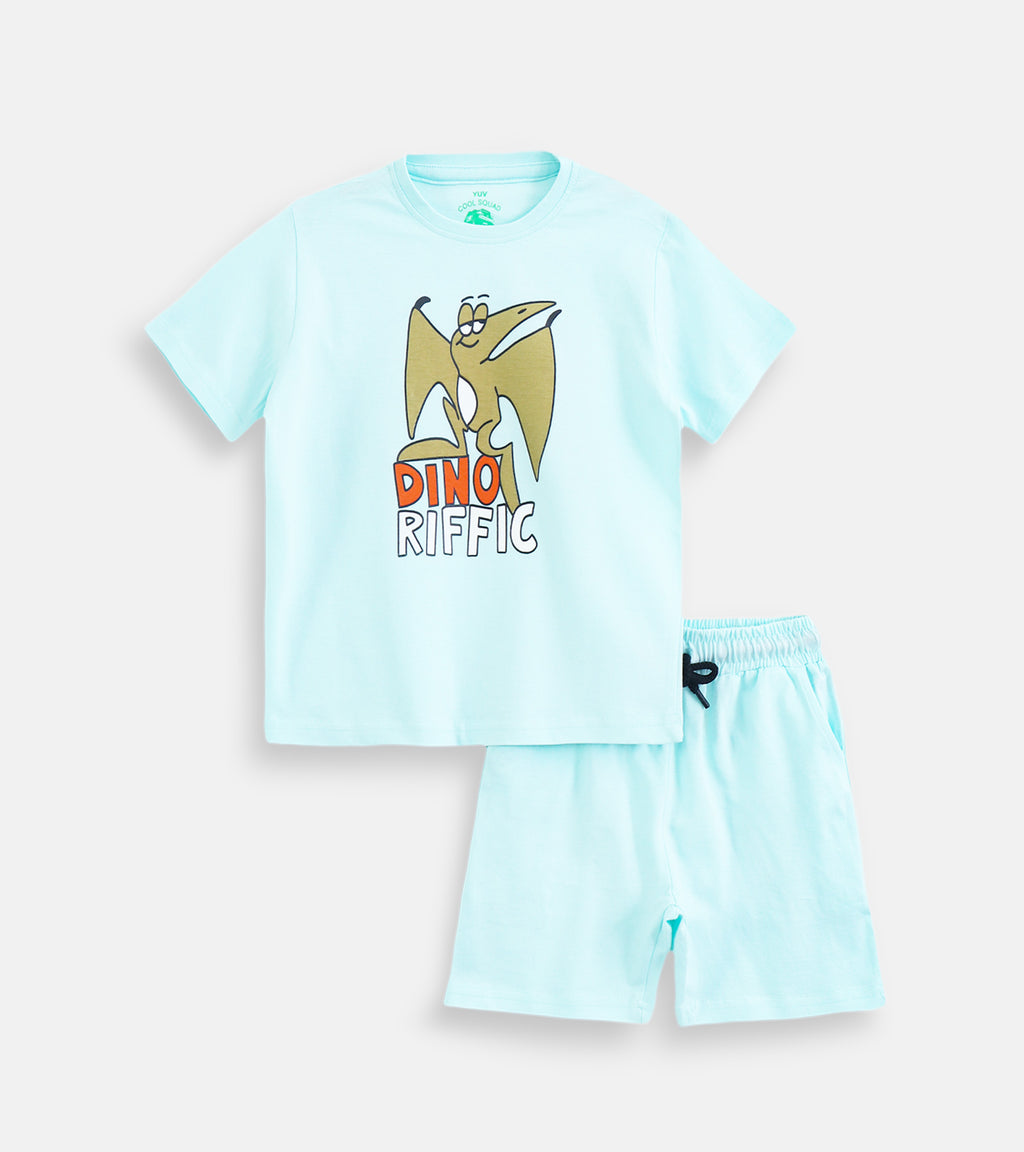 Dino Riffic – Sky Blue Cotton Co-ord Sets for Everyday Play